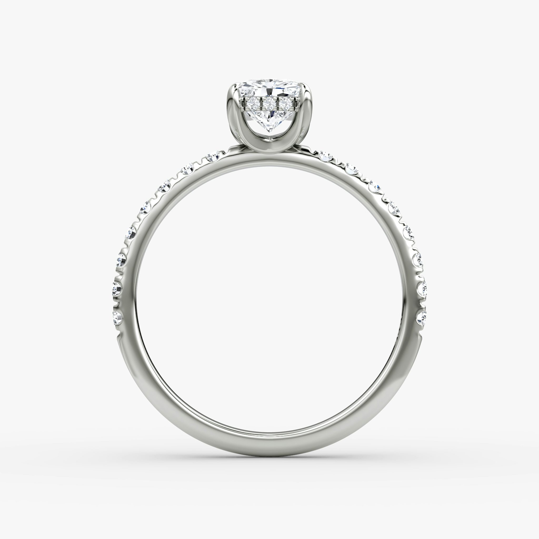 The Classic Hidden Halo | Radiant | 18k | White Gold | bandAccent: Pavé | bandWidth: large | prongStyle: Plain | diamondOrientation: vertical | caratWeight: other