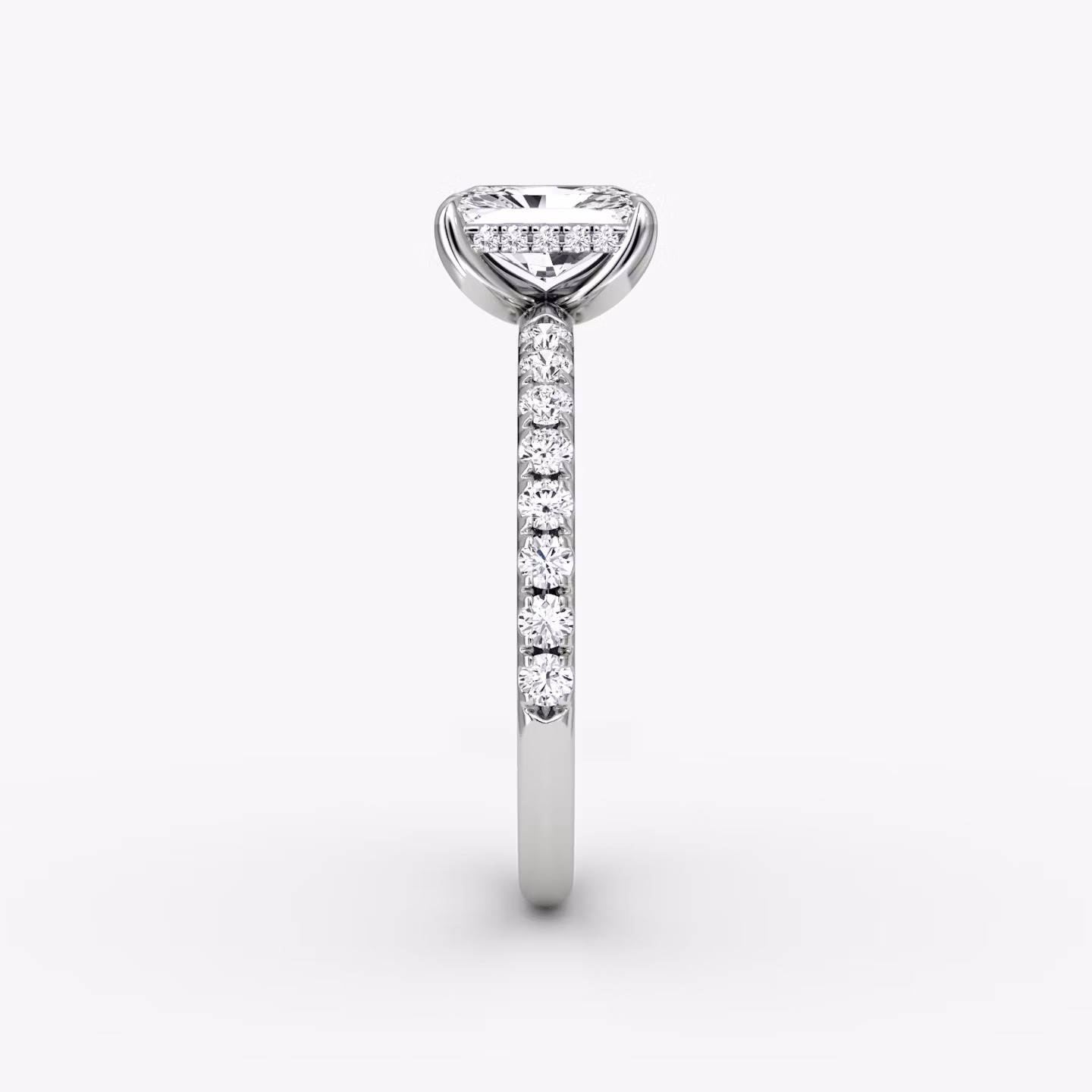 The Classic Hidden Halo | Radiant | Platinum | bandAccent: Pavé | bandWidth: large | prongStyle: Plain | diamondOrientation: vertical | caratWeight: other