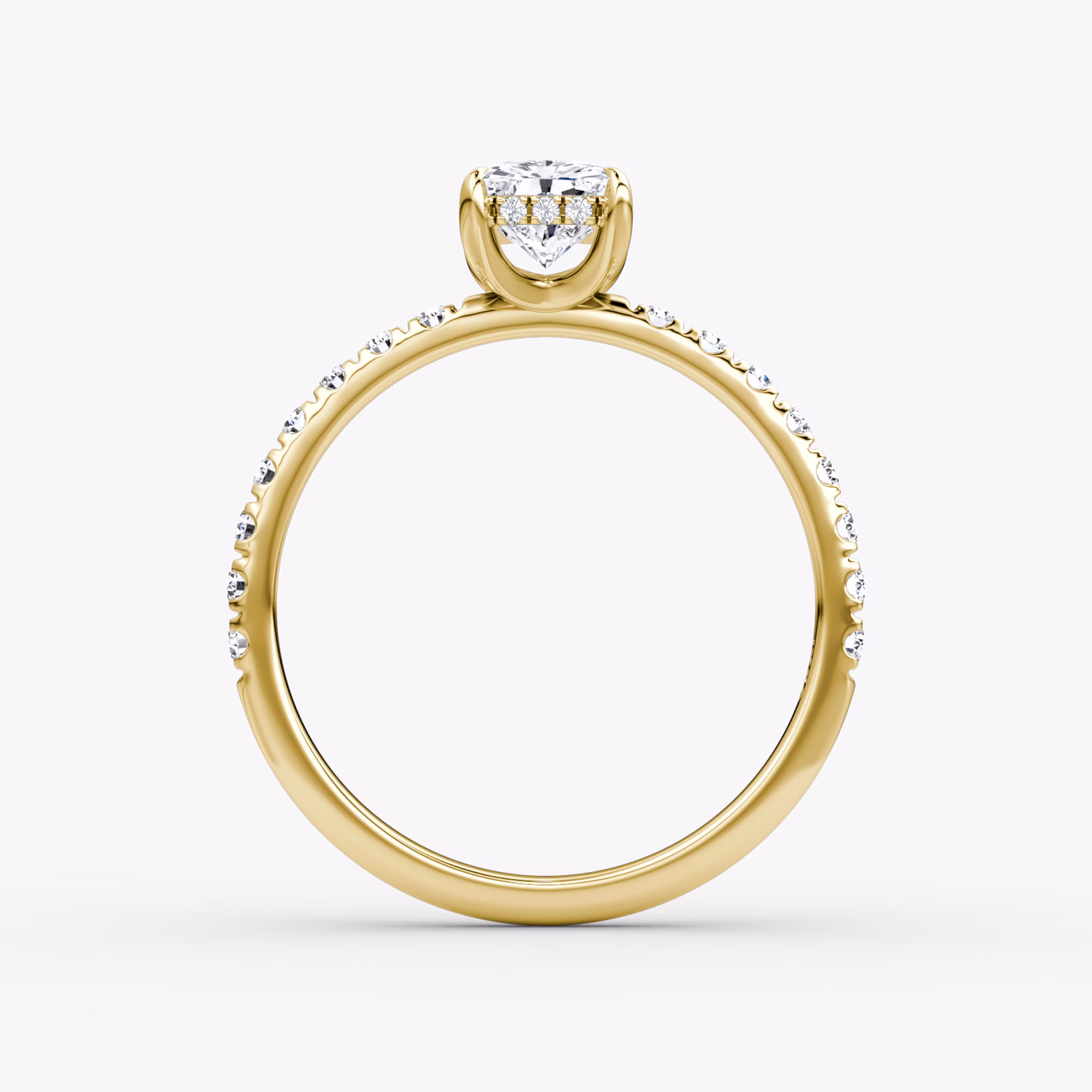 The Classic Hidden Halo | Radiant | 18k | Yellow Gold | bandAccent: Pavé | bandWidth: large | prongStyle: Plain | diamondOrientation: vertical | caratWeight: other