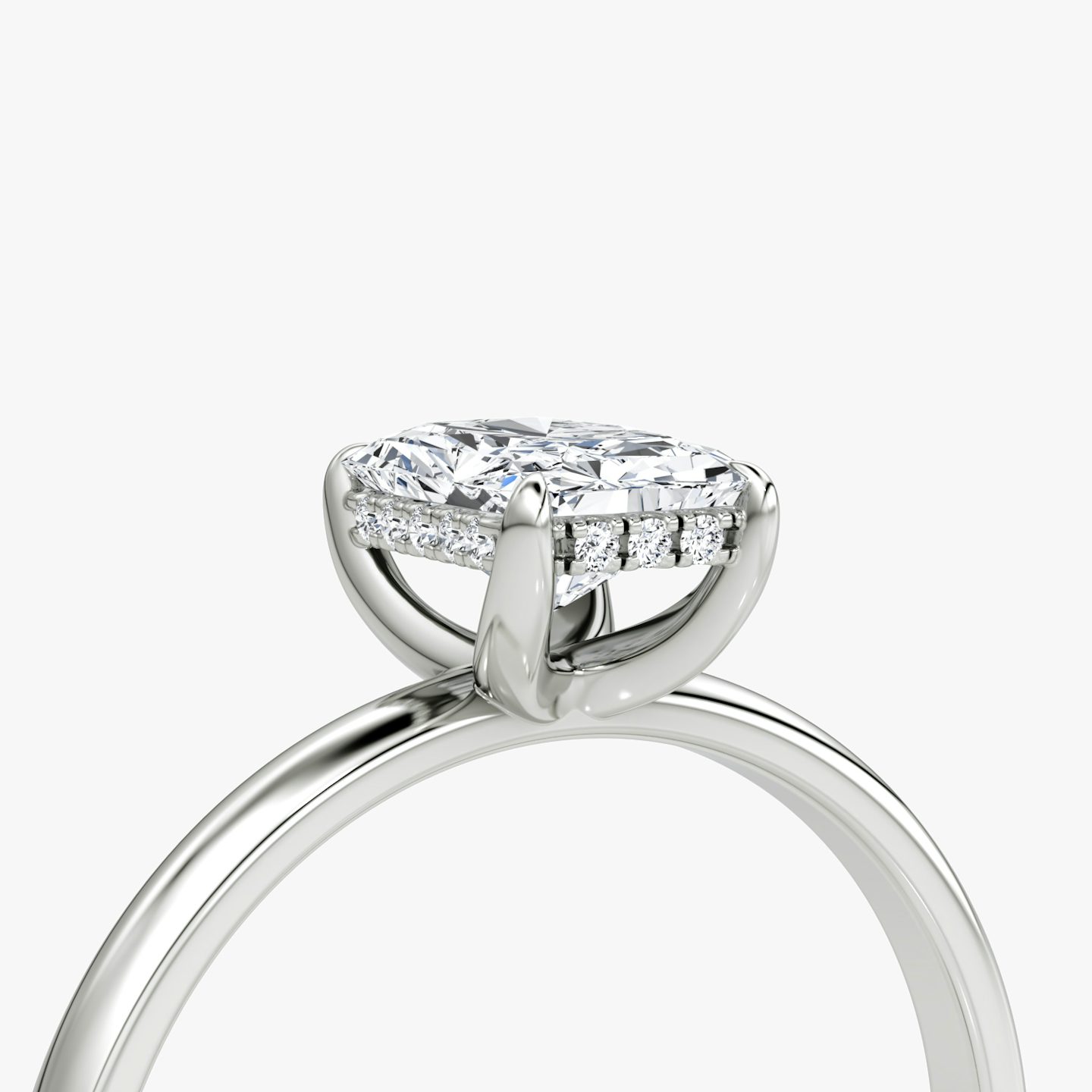 The Classic Hidden Halo | Radiant | Platinum | bandAccent: Plain | bandWidth: large | prongStyle: Plain | diamondOrientation: vertical | caratWeight: other
