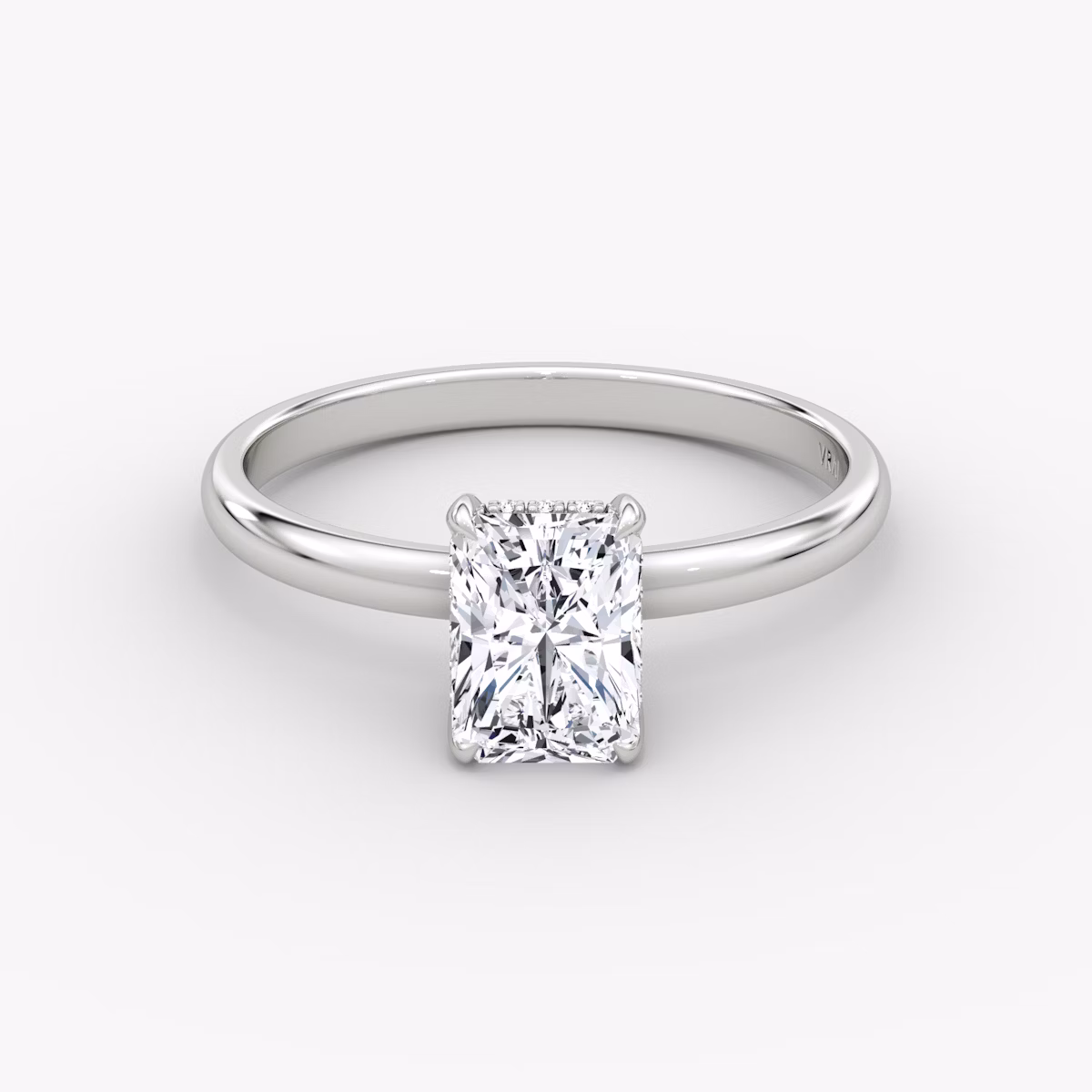 The Classic Hidden Halo | Radiant | Platinum | bandAccent: Plain | bandWidth: large | prongStyle: Plain | diamondOrientation: vertical | caratWeight: other