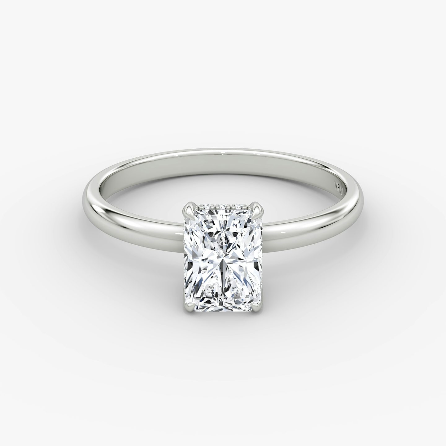 The Classic Hidden Halo | Radiant | Platinum | bandAccent: Plain | bandWidth: large | prongStyle: Plain | diamondOrientation: vertical | caratWeight: other
