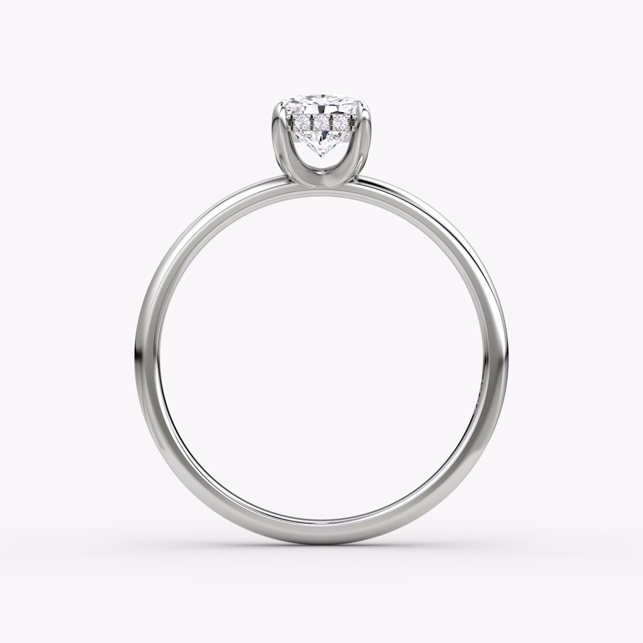 The Classic Hidden Halo | Radiant | 18k | White Gold | bandAccent: Plain | bandWidth: large | prongStyle: Plain | diamondOrientation: vertical | caratWeight: other
