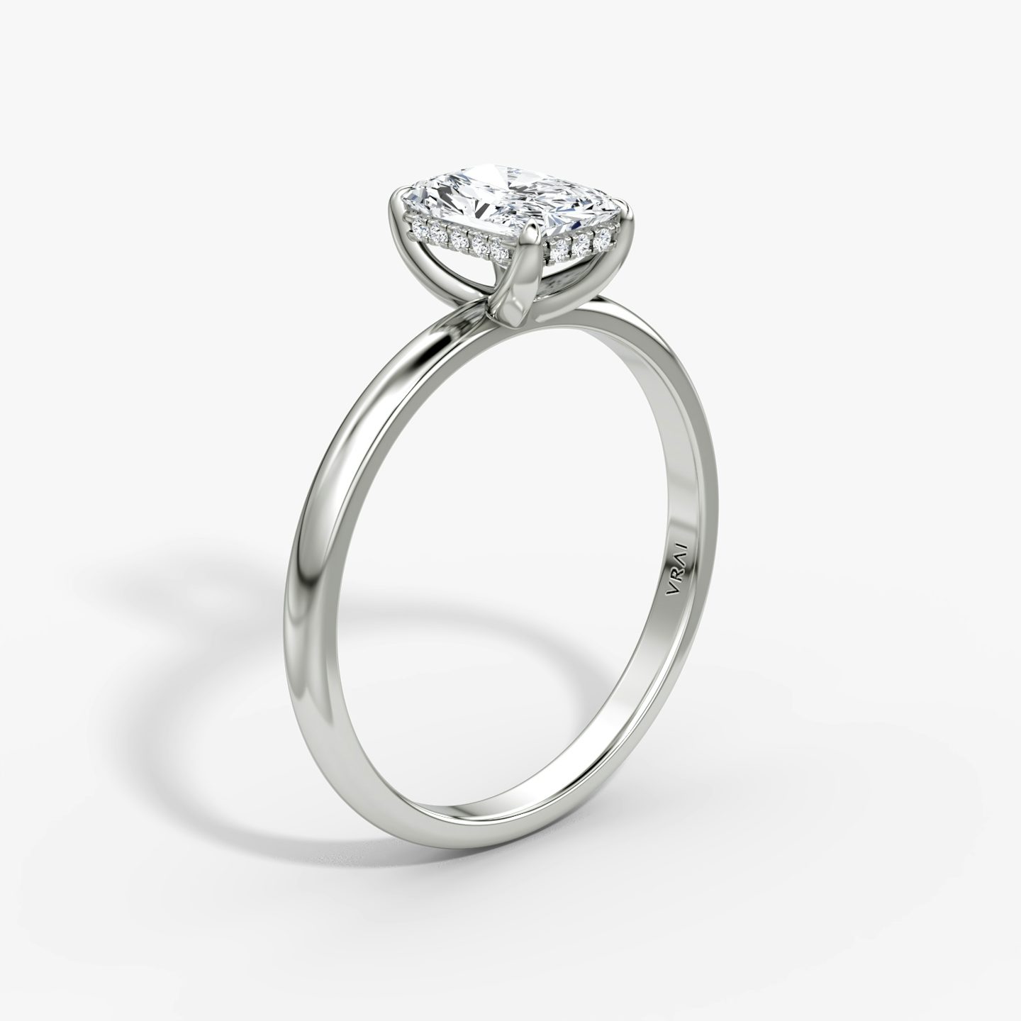 The Classic Hidden Halo | Radiant | Platinum | bandAccent: Plain | bandWidth: large | prongStyle: Plain | diamondOrientation: vertical | caratWeight: other