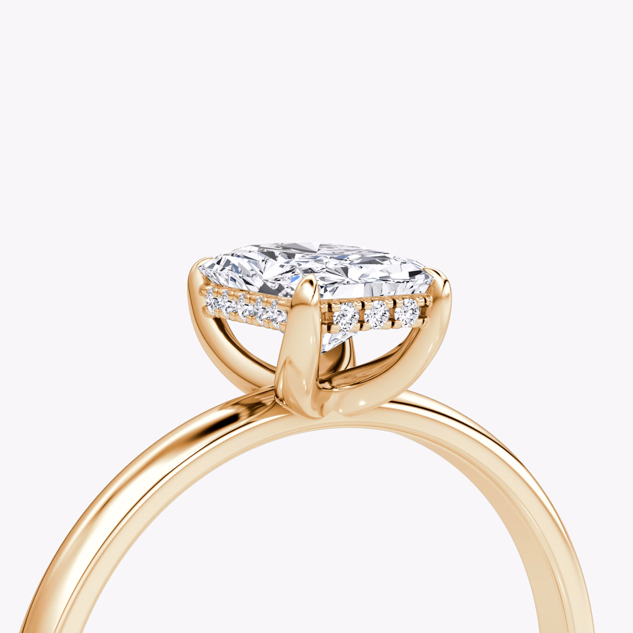 The Classic Hidden Halo | Radiant | 14k | Rose Gold | bandAccent: Plain | bandWidth: large | prongStyle: Plain | diamondOrientation: vertical | caratWeight: other
