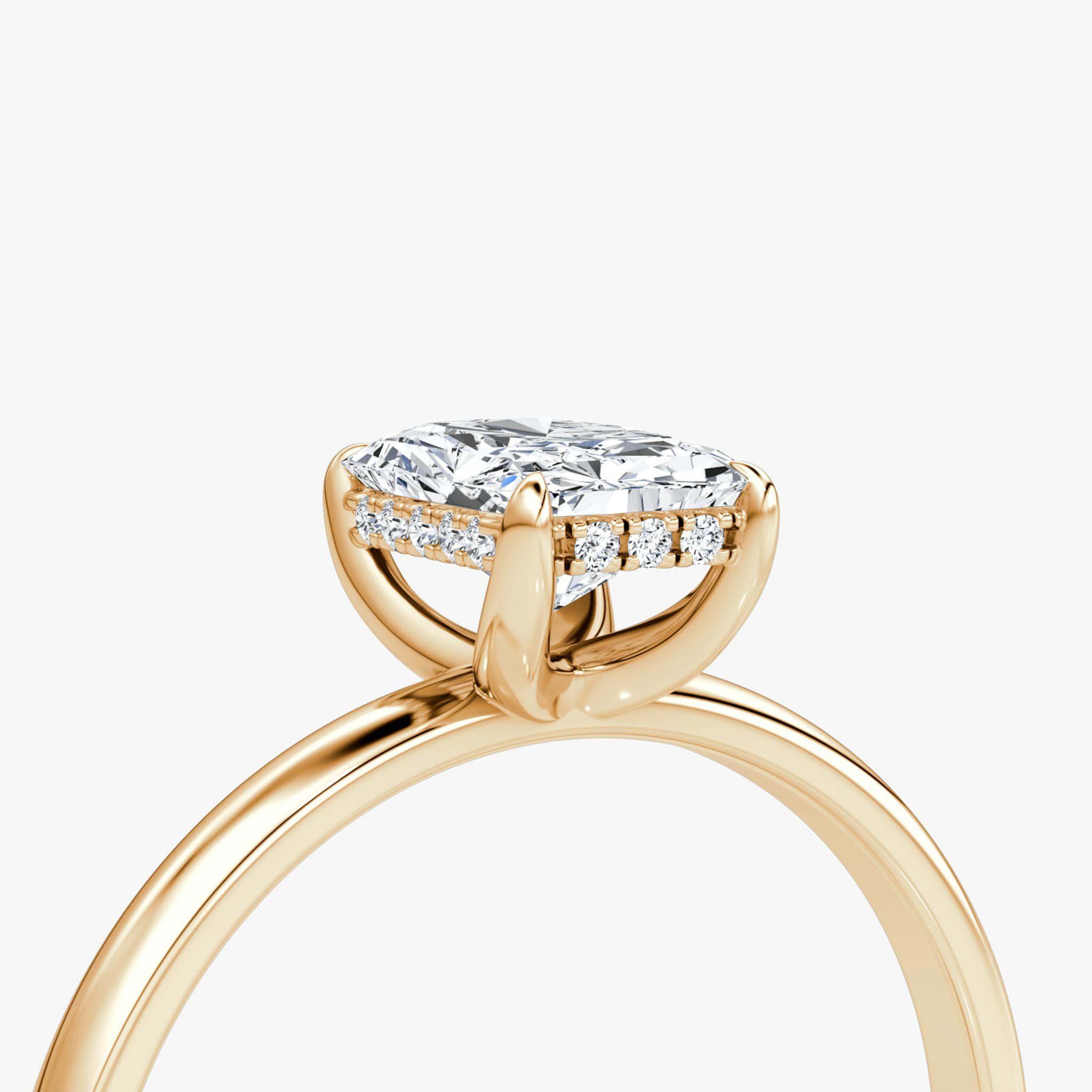 The Classic Hidden Halo | Radiant | 14k | Rose Gold | bandAccent: Plain | bandWidth: large | prongStyle: Plain | diamondOrientation: vertical | caratWeight: other