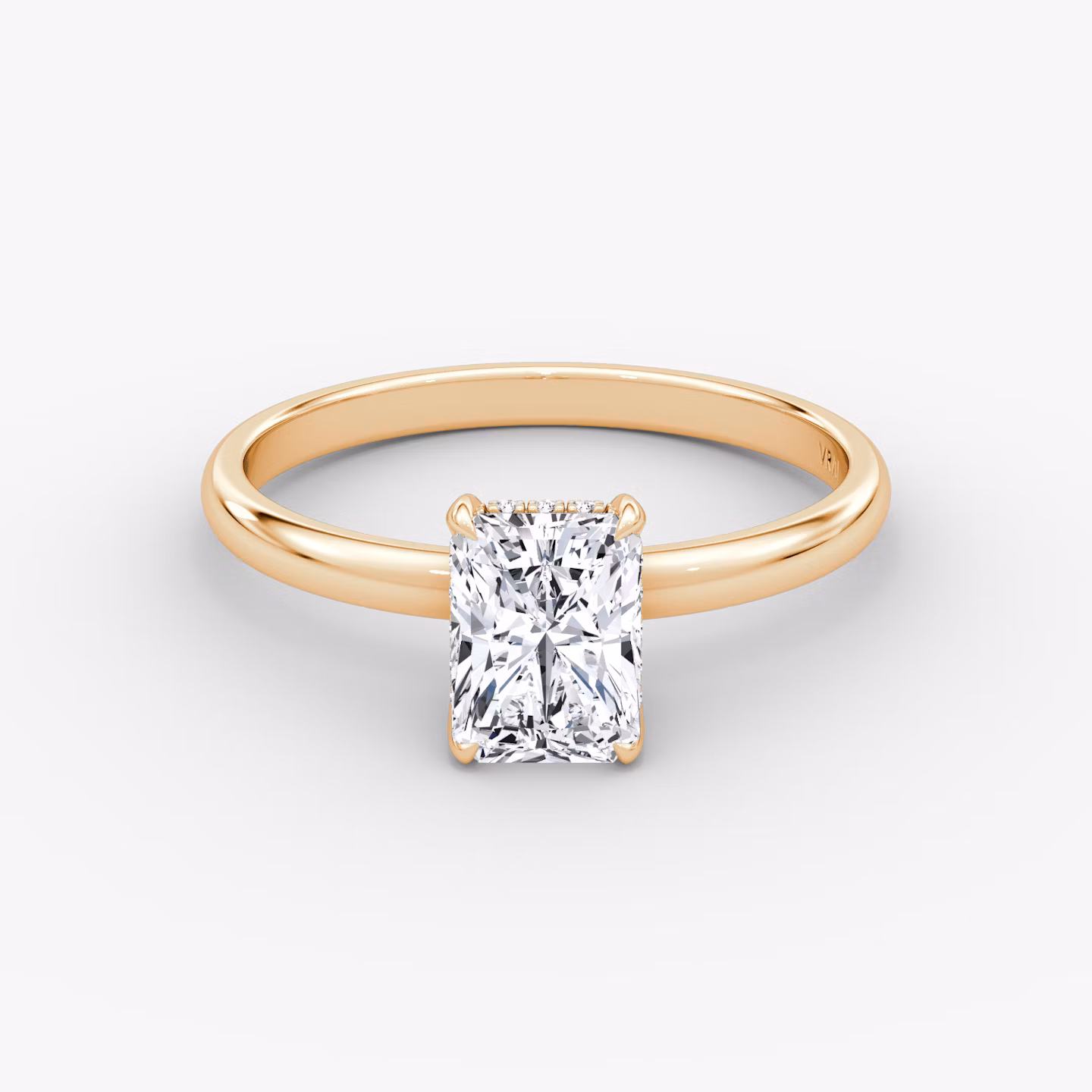 The Classic Hidden Halo | Radiant | 14k | Rose Gold | bandAccent: Plain | bandWidth: large | prongStyle: Plain | diamondOrientation: vertical | caratWeight: other