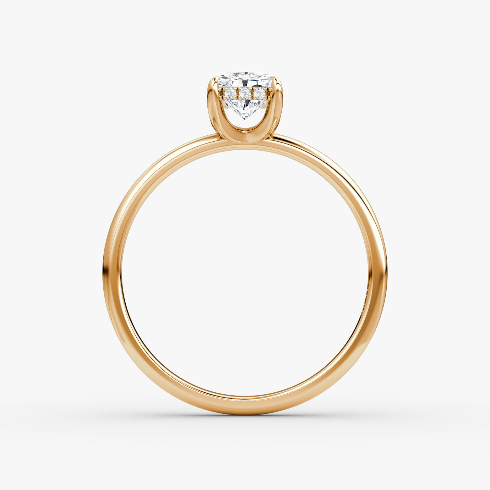 The Classic Hidden Halo | Radiant | 14k | Rose Gold | bandAccent: Plain | bandWidth: large | prongStyle: Plain | diamondOrientation: vertical | caratWeight: other
