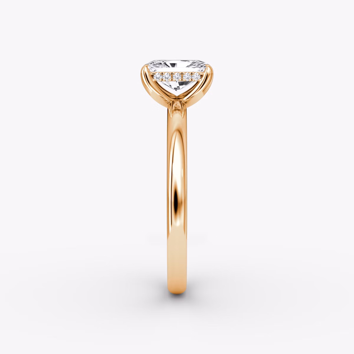 The Classic Hidden Halo | Radiant | 14k | Rose Gold | bandAccent: Plain | bandWidth: large | prongStyle: Plain | diamondOrientation: vertical | caratWeight: other