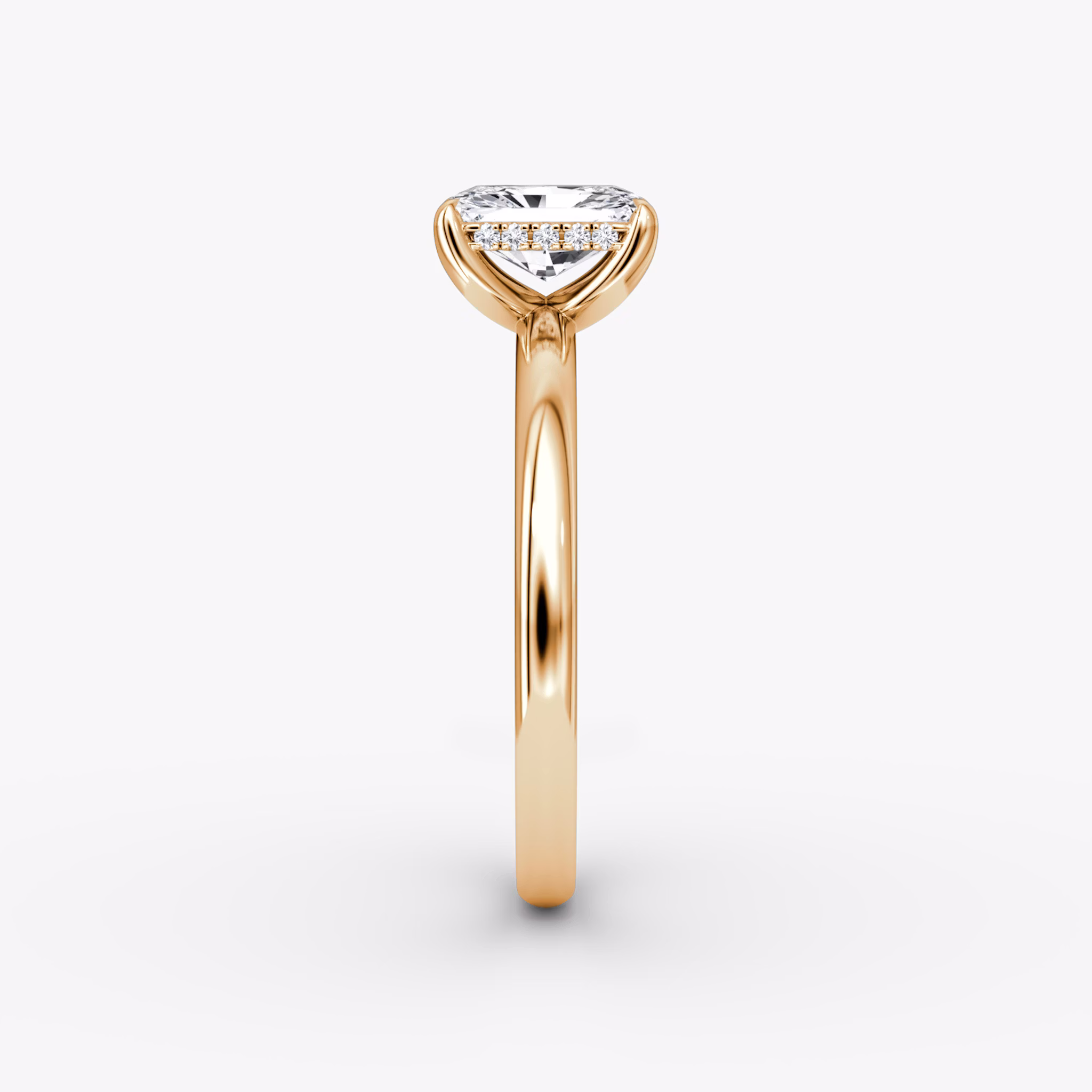 The Classic Hidden Halo | Radiant | 14k | Rose Gold | bandAccent: Plain | bandWidth: large | prongStyle: Plain | diamondOrientation: vertical | caratWeight: other