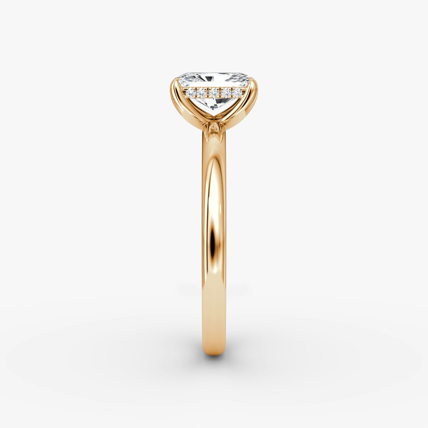 The Classic Hidden Halo | Radiant | 14k | Rose Gold | bandAccent: Plain | bandWidth: large | prongStyle: Plain | diamondOrientation: vertical | caratWeight: other