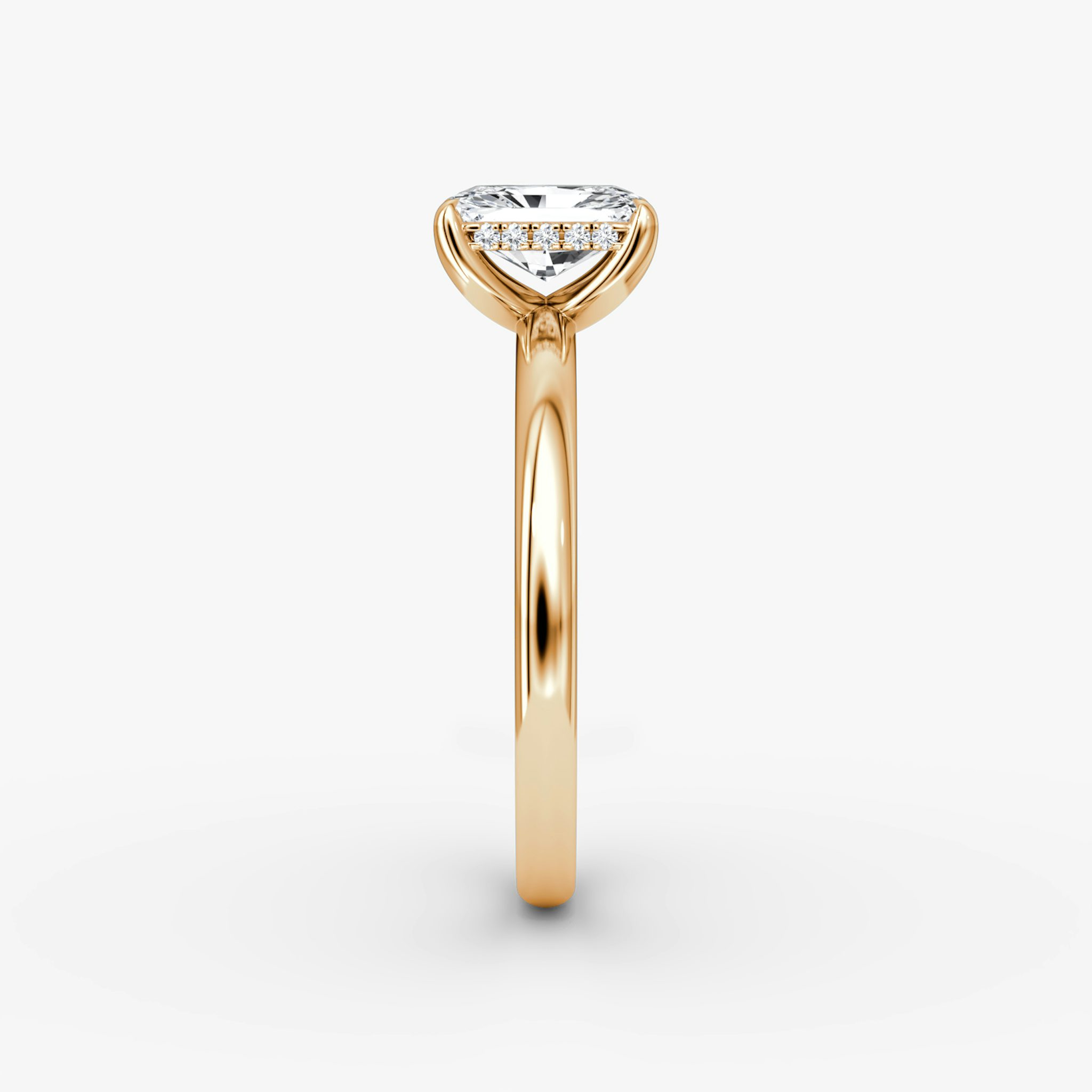The Classic Hidden Halo | Radiant | 14k | Rose Gold | bandAccent: Plain | bandWidth: large | prongStyle: Plain | diamondOrientation: vertical | caratWeight: other