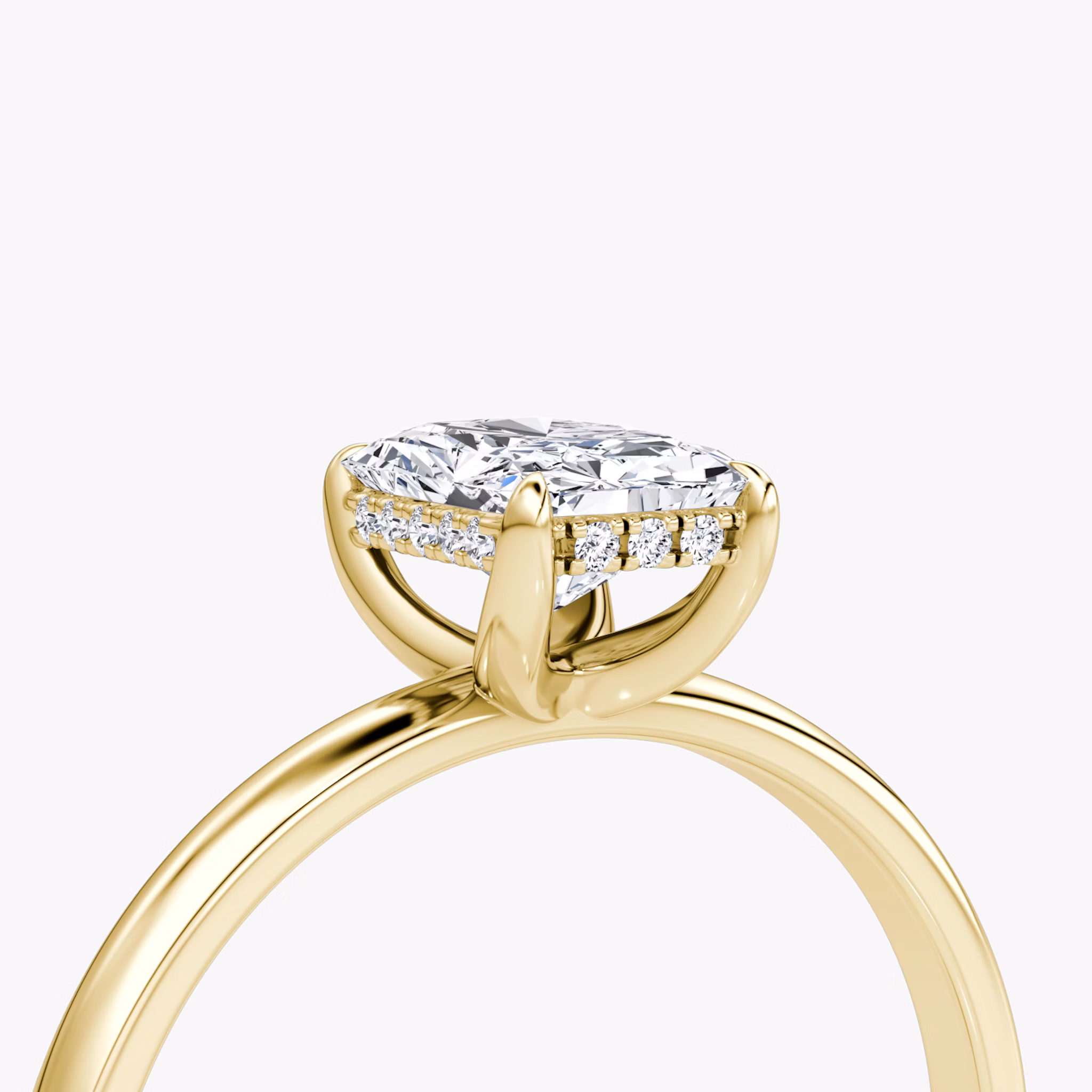 The Classic Hidden Halo | Radiant | 18k | Yellow Gold | bandAccent: Plain | bandWidth: large | prongStyle: Plain | diamondOrientation: vertical | caratWeight: other