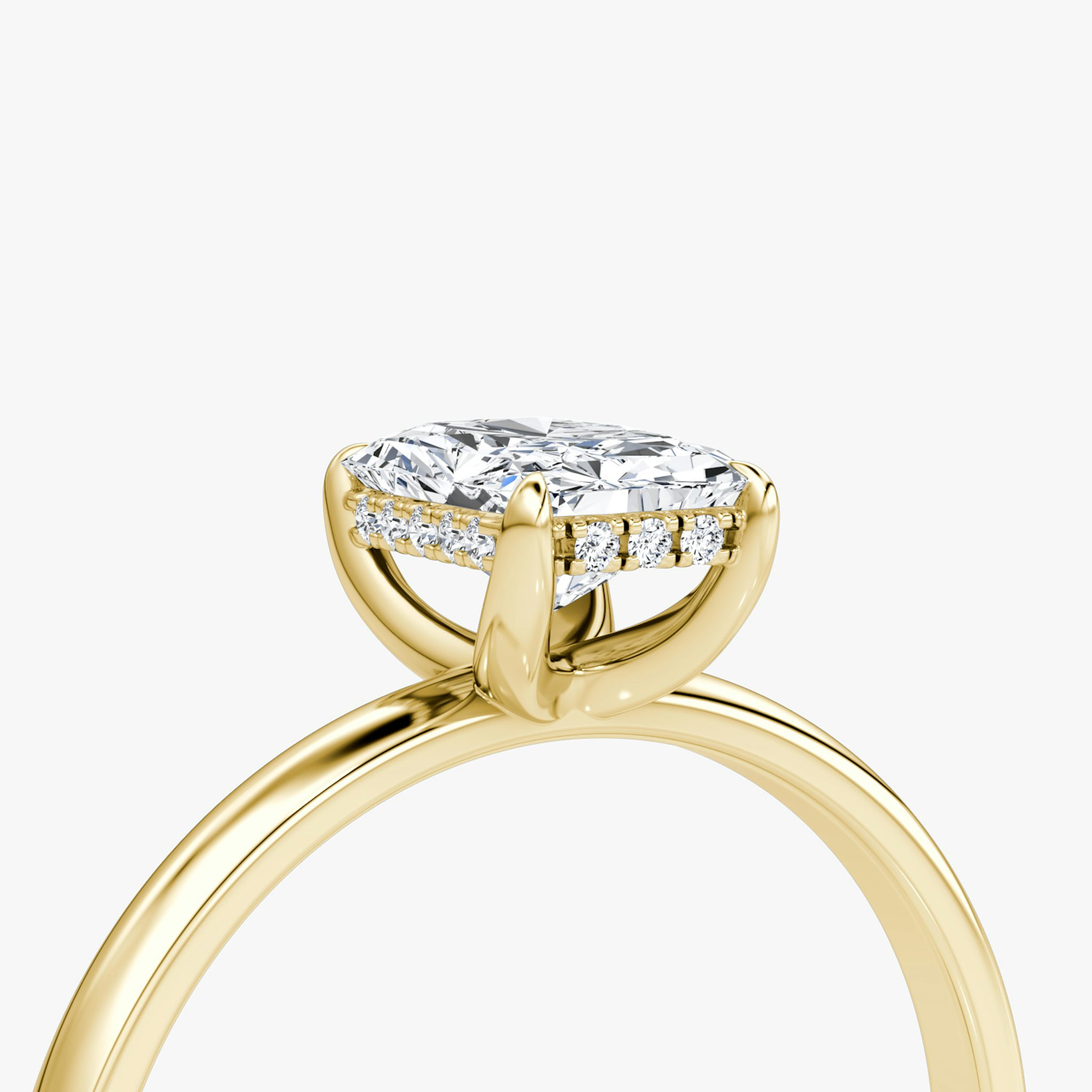 The Classic Hidden Halo | Radiant | 18k | Yellow Gold | bandAccent: Plain | bandWidth: large | prongStyle: Plain | diamondOrientation: vertical | caratWeight: other