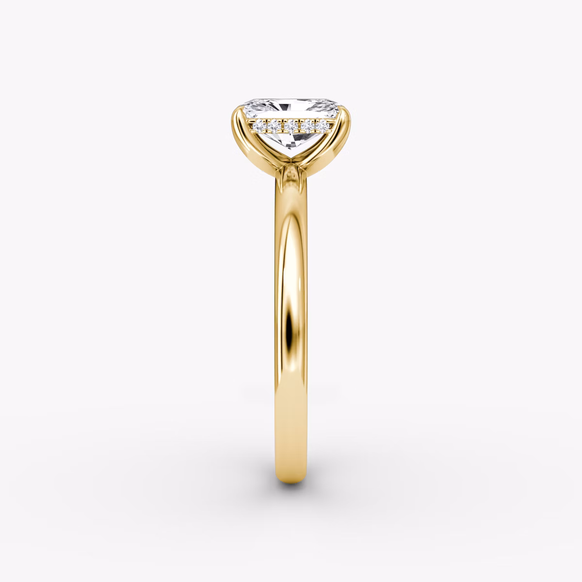 The Classic Hidden Halo | Radiant | 18k | Yellow Gold | bandAccent: Plain | bandWidth: large | prongStyle: Plain | diamondOrientation: vertical | caratWeight: other