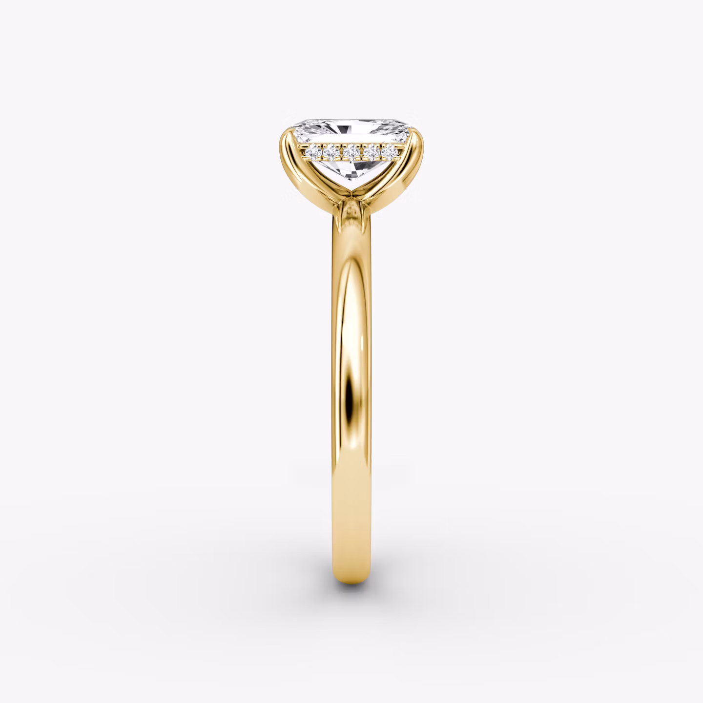 The Classic Hidden Halo | Radiant | 18k | Yellow Gold | bandAccent: Plain | bandWidth: large | prongStyle: Plain | diamondOrientation: vertical | caratWeight: other
