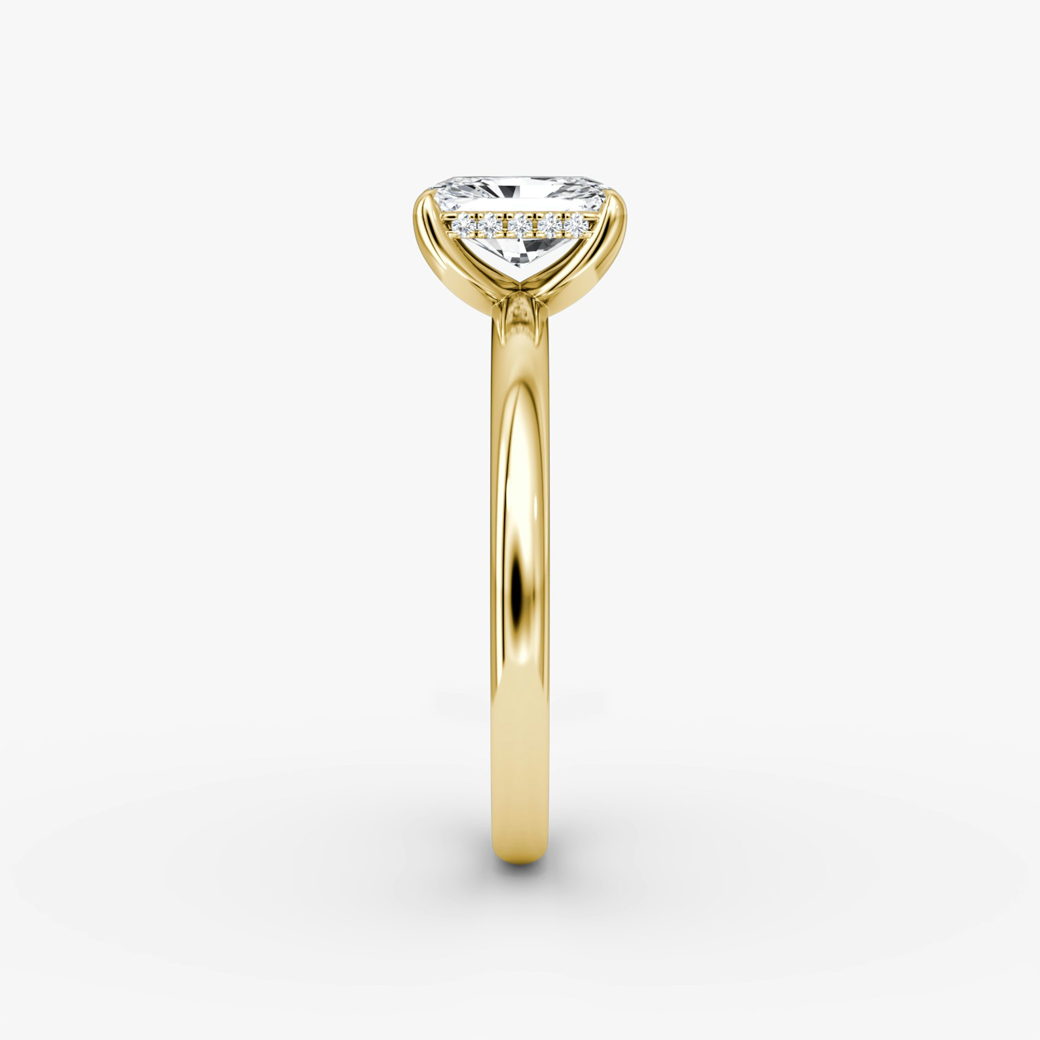 The Classic Hidden Halo | Radiant | 18k | Yellow Gold | bandAccent: Plain | bandWidth: large | prongStyle: Plain | diamondOrientation: vertical | caratWeight: other