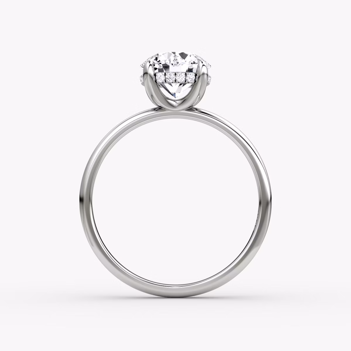 The Classic Hidden Halo | Round Brilliant | 18k | White Gold | bandAccent: Plain | bandWidth: large | caratWeight: 1.5ct | prongStyle: Plain | diamondOrientation: vertical