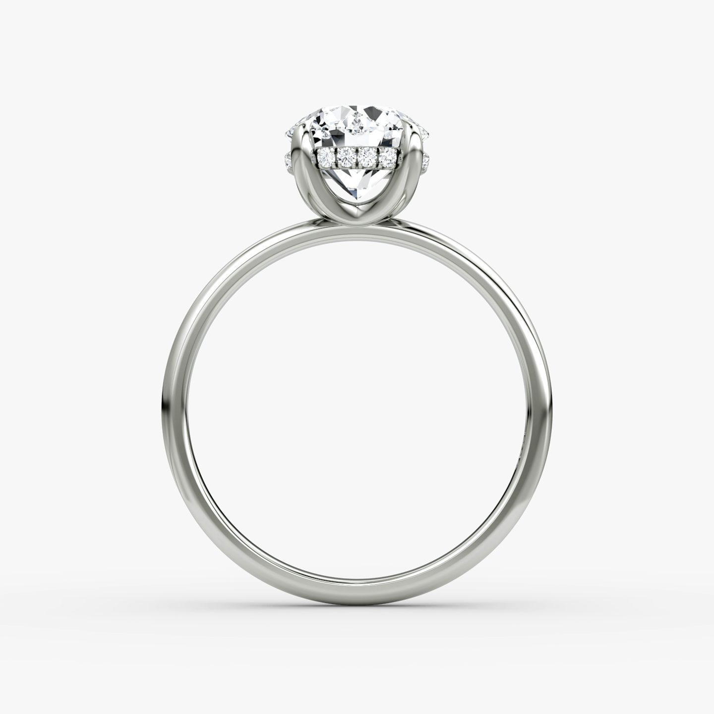 The Classic Hidden Halo | Round Brilliant | 18k | White Gold | bandAccent: Plain | bandWidth: large | caratWeight: 1.0ct | prongStyle: Plain | diamondOrientation: vertical