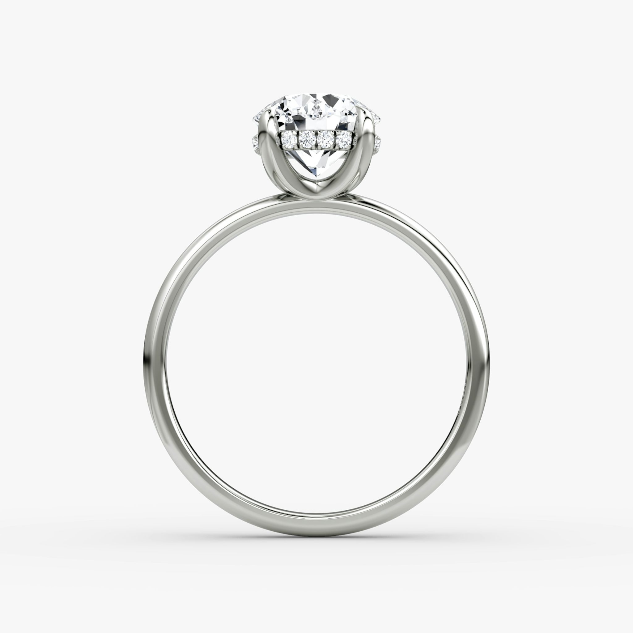 The Classic Hidden Halo | Round Brilliant | Platinum | bandAccent: Plain | bandWidth: large | caratWeight: 1.0ct | prongStyle: Plain | diamondOrientation: vertical