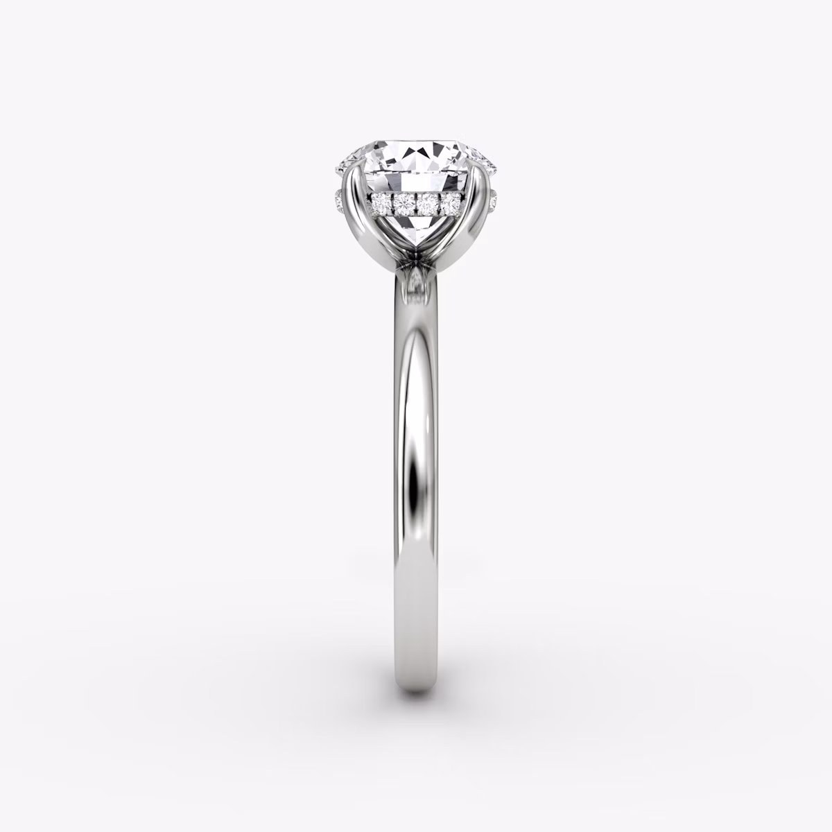 The Classic Hidden Halo | Round Brilliant | 18k | White Gold | bandAccent: Plain | bandWidth: large | caratWeight: 1.5ct | prongStyle: Plain | diamondOrientation: vertical