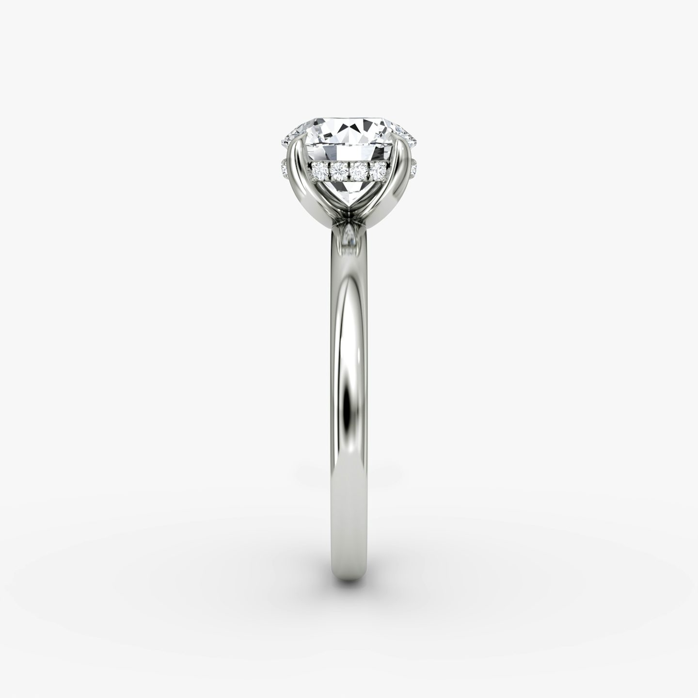 The Classic Hidden Halo | Round Brilliant | 18k | White Gold | bandAccent: Plain | bandWidth: large | caratWeight: 1.0ct | prongStyle: Plain | diamondOrientation: vertical