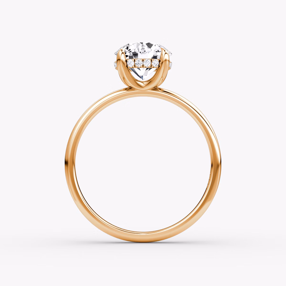 The Classic Hidden Halo | Round Brilliant | 14k | Rose Gold | bandAccent: Plain | bandWidth: large | caratWeight: 2.0ct | prongStyle: Plain | diamondOrientation: vertical