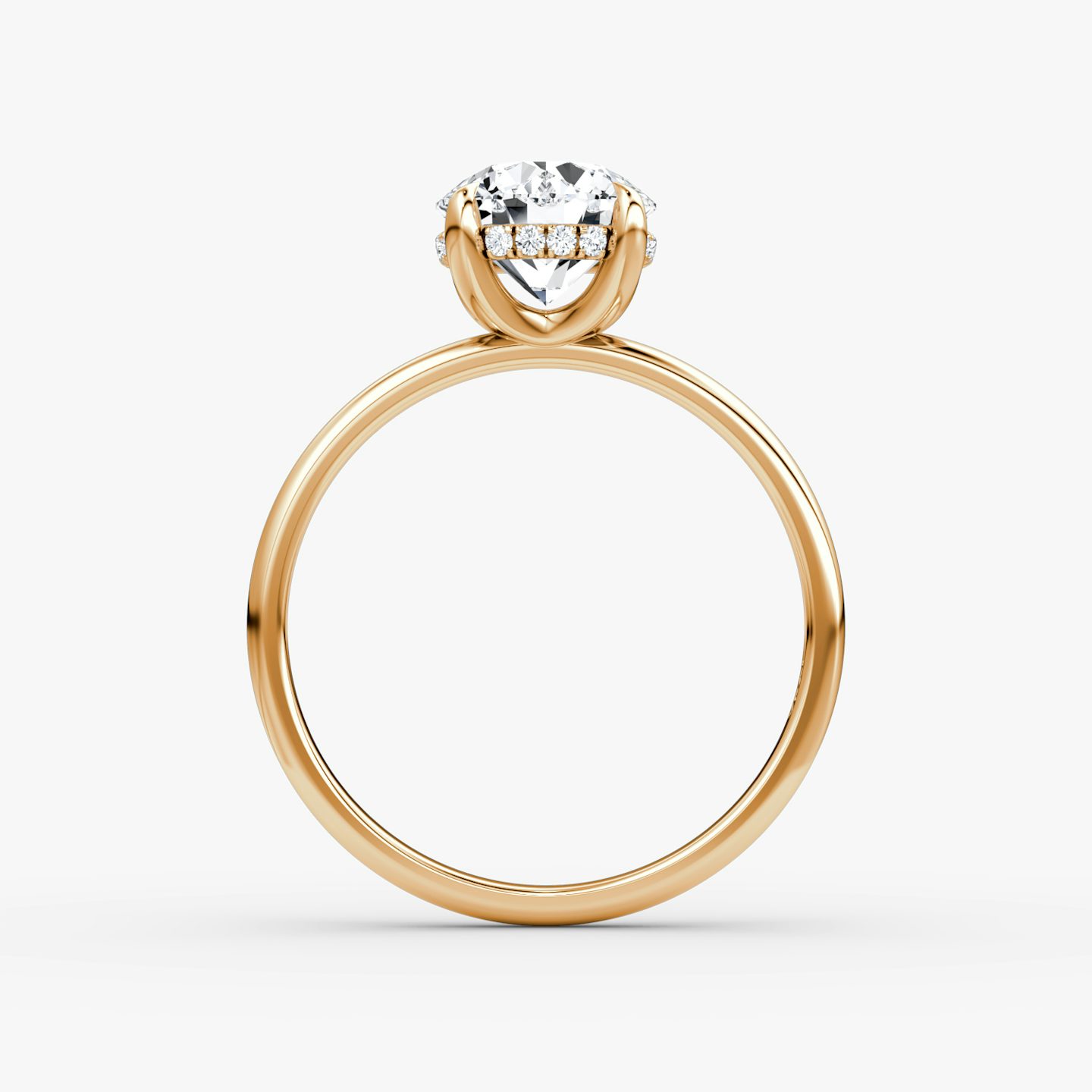 The Classic Hidden Halo | Round Brilliant | 14k | Rose Gold | bandAccent: Plain | bandWidth: large | caratWeight: other | prongStyle: Plain | diamondOrientation: vertical