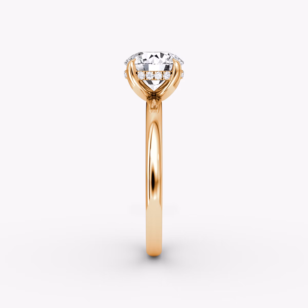 The Classic Hidden Halo | Round Brilliant | 14k | Rose Gold | bandAccent: Plain | bandWidth: large | caratWeight: 2.0ct | prongStyle: Plain | diamondOrientation: vertical