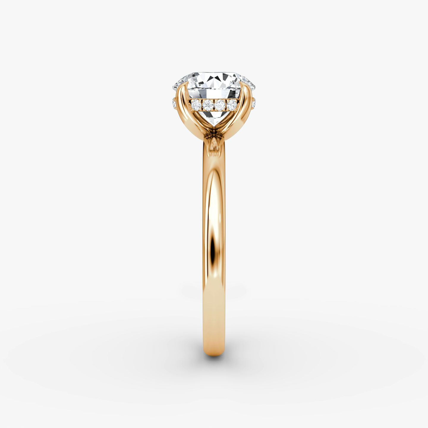 The Classic Hidden Halo | Round Brilliant | 14k | Rose Gold | bandAccent: Plain | bandWidth: large | caratWeight: other | prongStyle: Plain | diamondOrientation: vertical