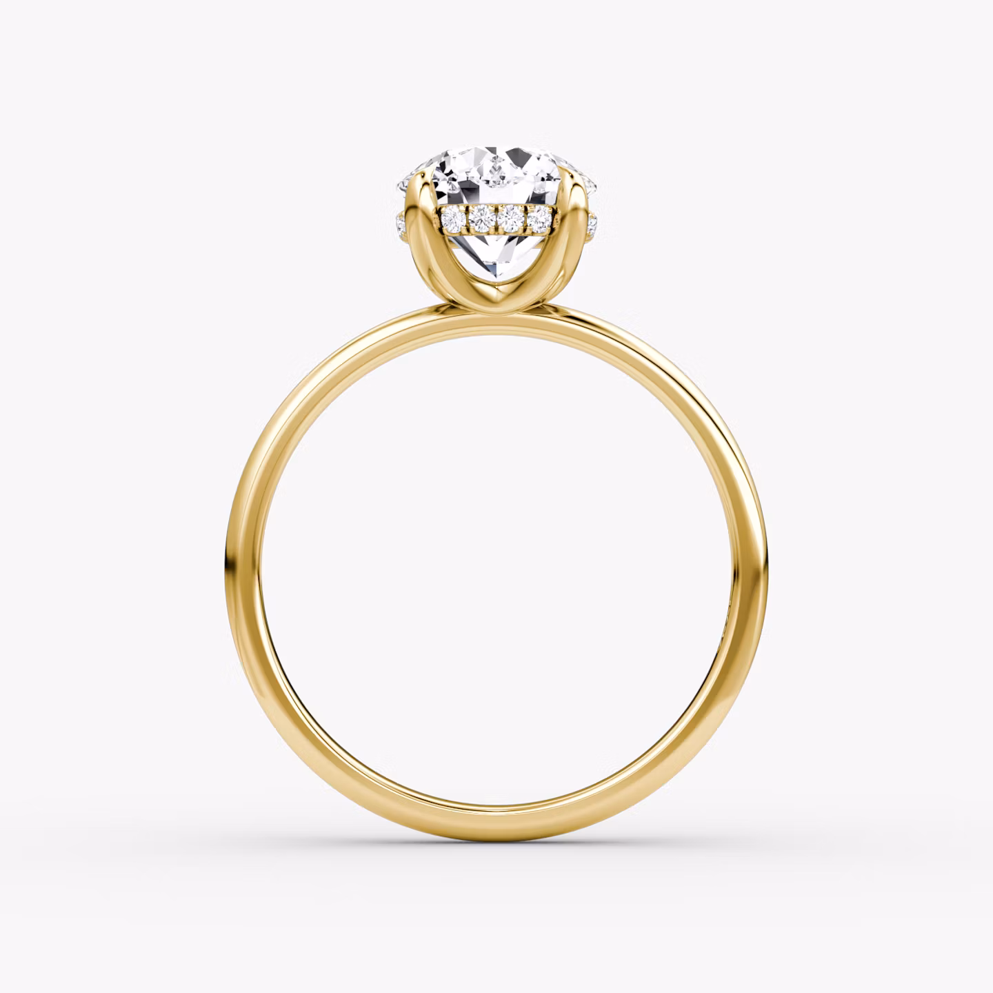 The Classic Hidden Halo | Round Brilliant | 18k | Yellow Gold | bandAccent: Plain | bandWidth: large | caratWeight: 1.0ct | prongStyle: Plain | diamondOrientation: vertical