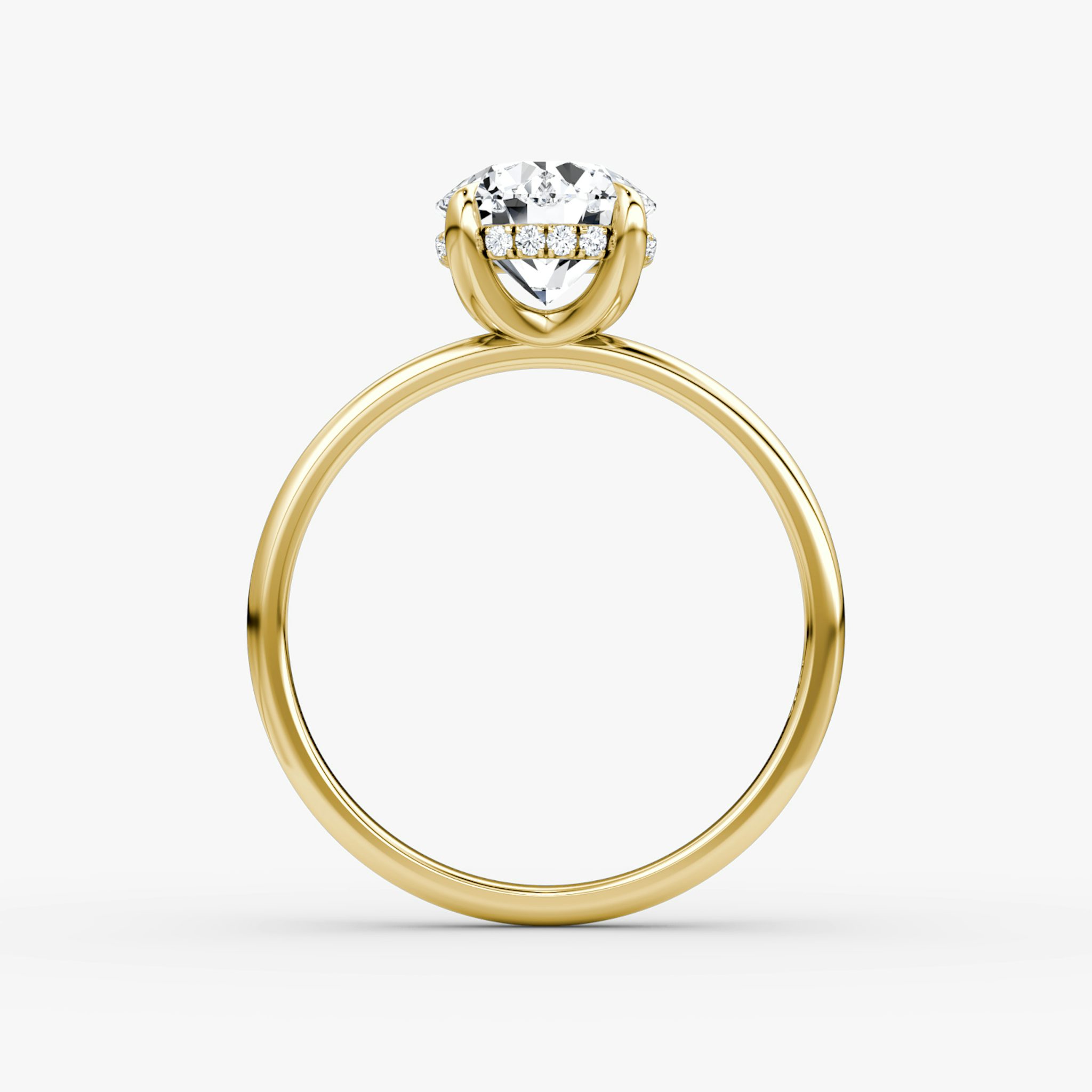 The Classic Hidden Halo | Round Brilliant | 18k | Yellow Gold | bandAccent: Plain | bandWidth: large | caratWeight: other | prongStyle: Plain | diamondOrientation: vertical