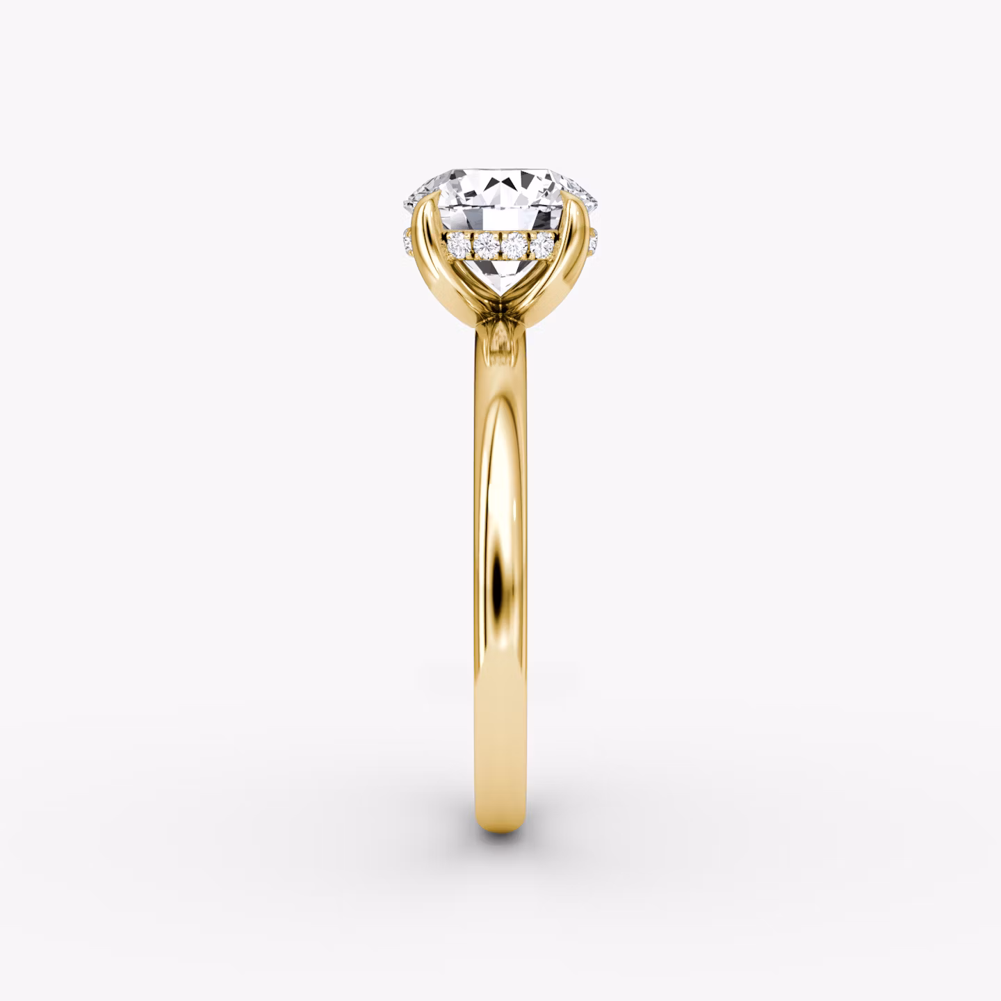 The Classic Hidden Halo | Round Brilliant | 18k | Yellow Gold | bandAccent: Plain | bandWidth: large | caratWeight: 1.0ct | prongStyle: Plain | diamondOrientation: vertical
