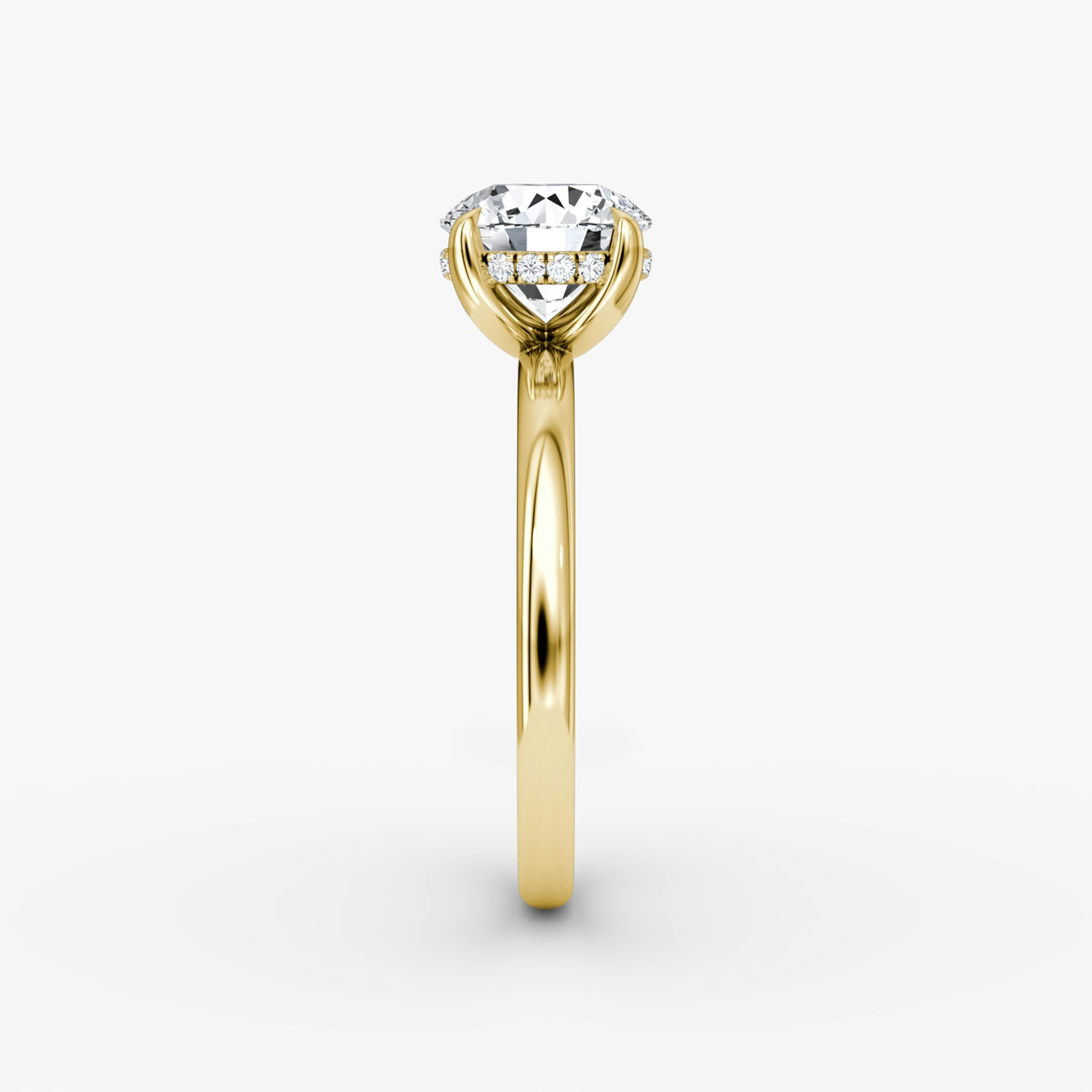 The Classic Hidden Halo | Round Brilliant | 18k | Yellow Gold | bandAccent: Plain | bandWidth: large | caratWeight: other | prongStyle: Plain | diamondOrientation: vertical