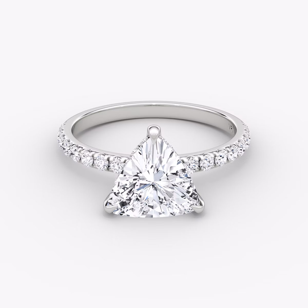 The Classic Hidden Halo | Trillion | Platinum | bandAccent: Pavé | bandWidth: large | prongStyle: Plain | diamondOrientation: vertical | caratWeight: other