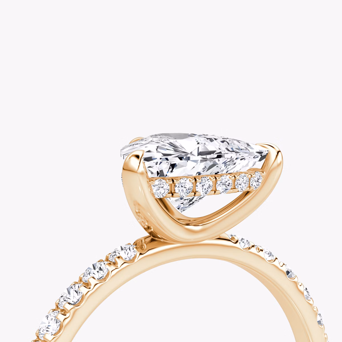 The Classic Hidden Halo | Trillion | 14k | Rose Gold | bandAccent: Pavé | bandWidth: large | prongStyle: Plain | diamondOrientation: vertical | caratWeight: other