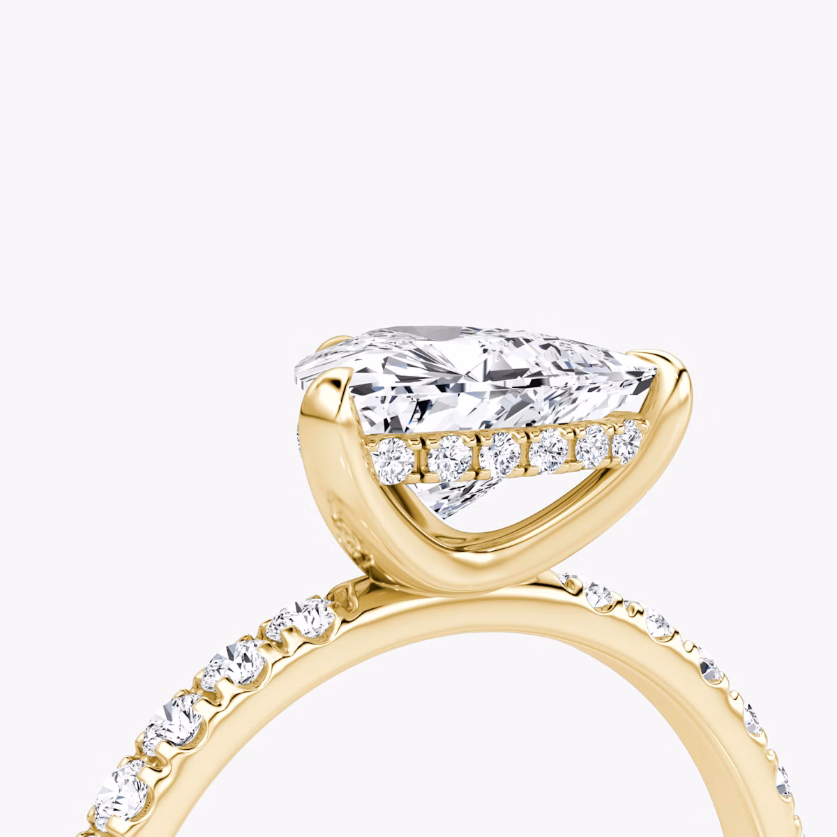 The Classic Hidden Halo | Trillion | 18k | Yellow Gold | bandAccent: Pavé | bandWidth: large | prongStyle: Plain | diamondOrientation: vertical | caratWeight: other