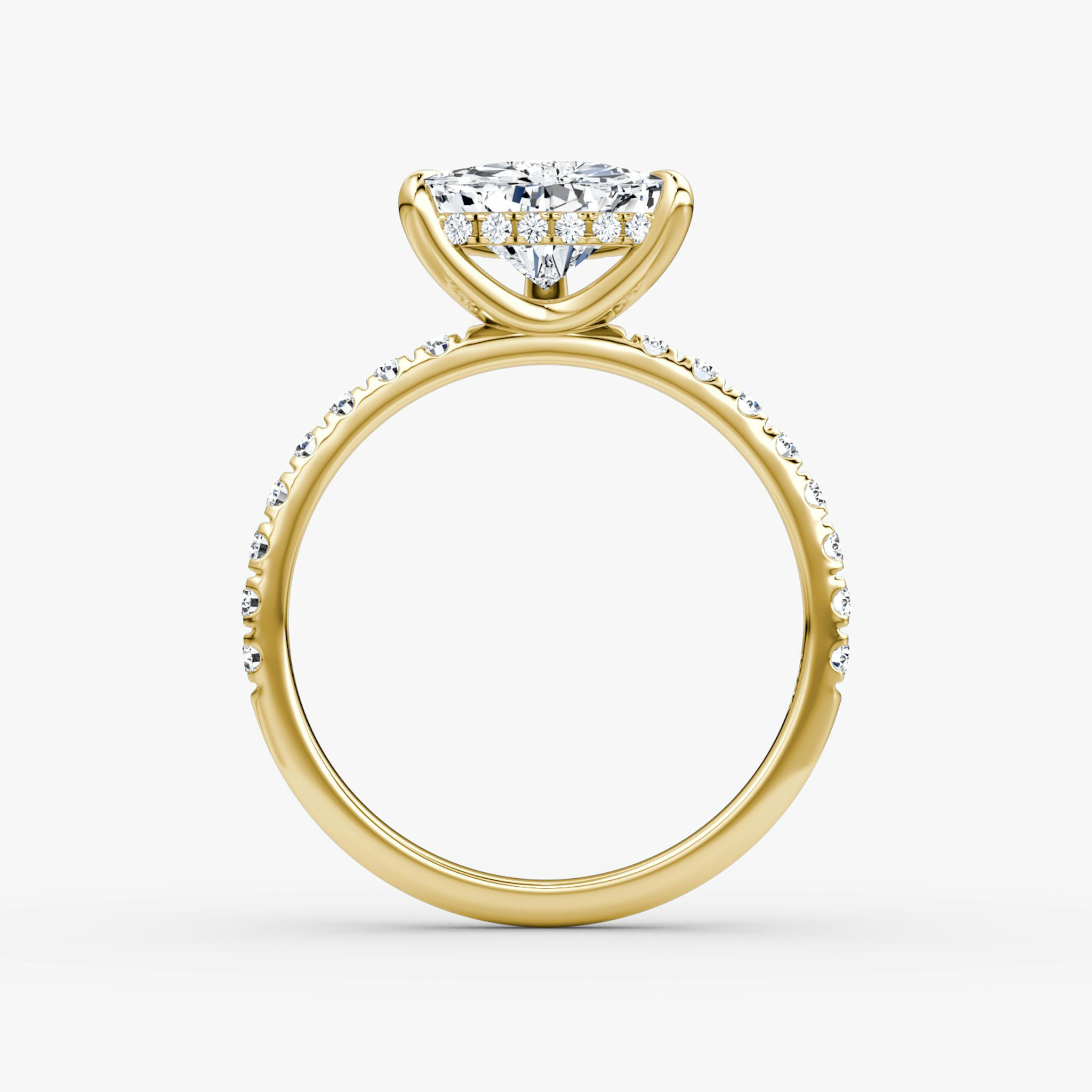 The Classic Hidden Halo | Trillion | 18k | Yellow Gold | bandAccent: Pavé | bandWidth: large | prongStyle: Plain | diamondOrientation: vertical | caratWeight: other
