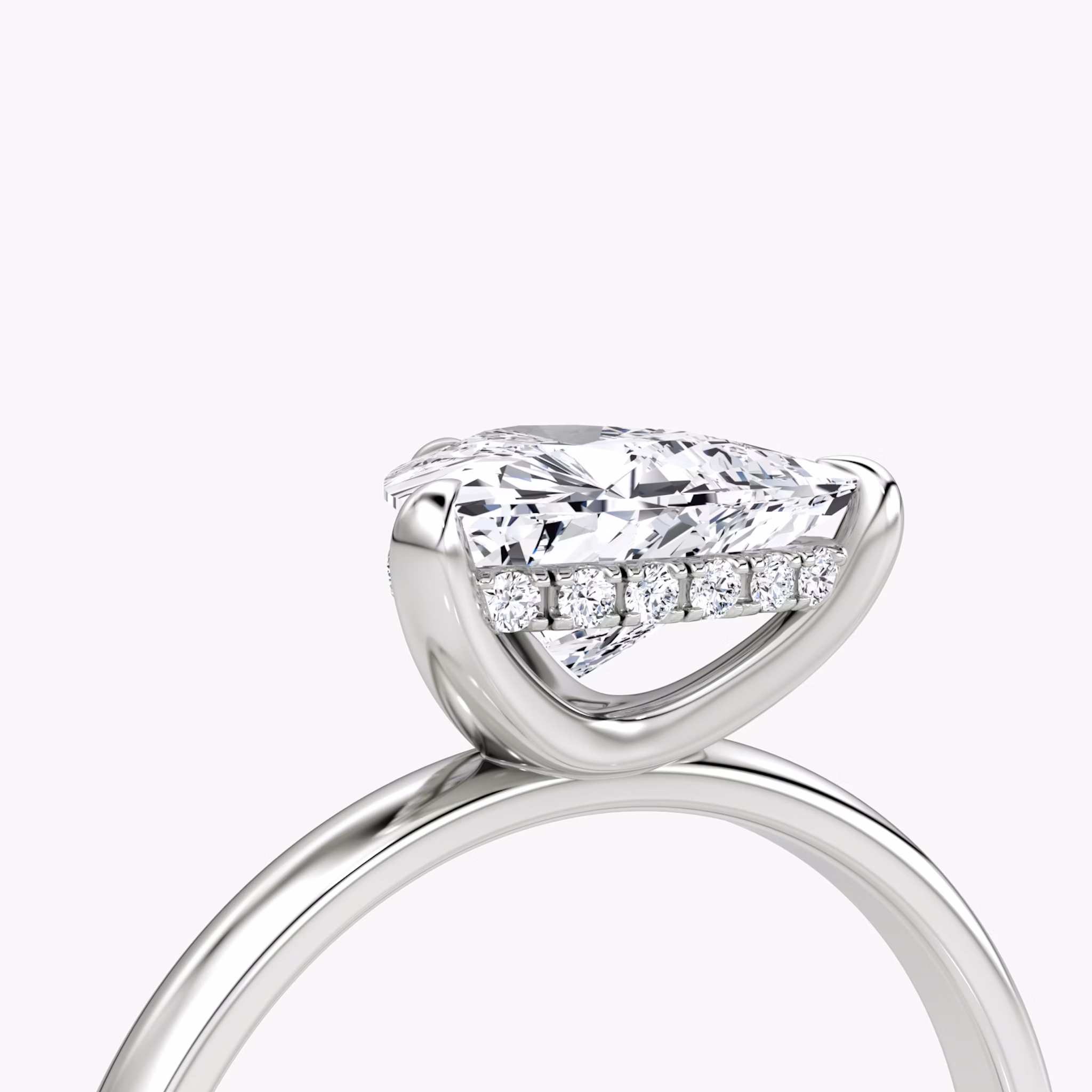 The Classic Hidden Halo | Trillion | 18k | White Gold | bandAccent: Plain | bandWidth: large | prongStyle: Plain | diamondOrientation: vertical | caratWeight: other