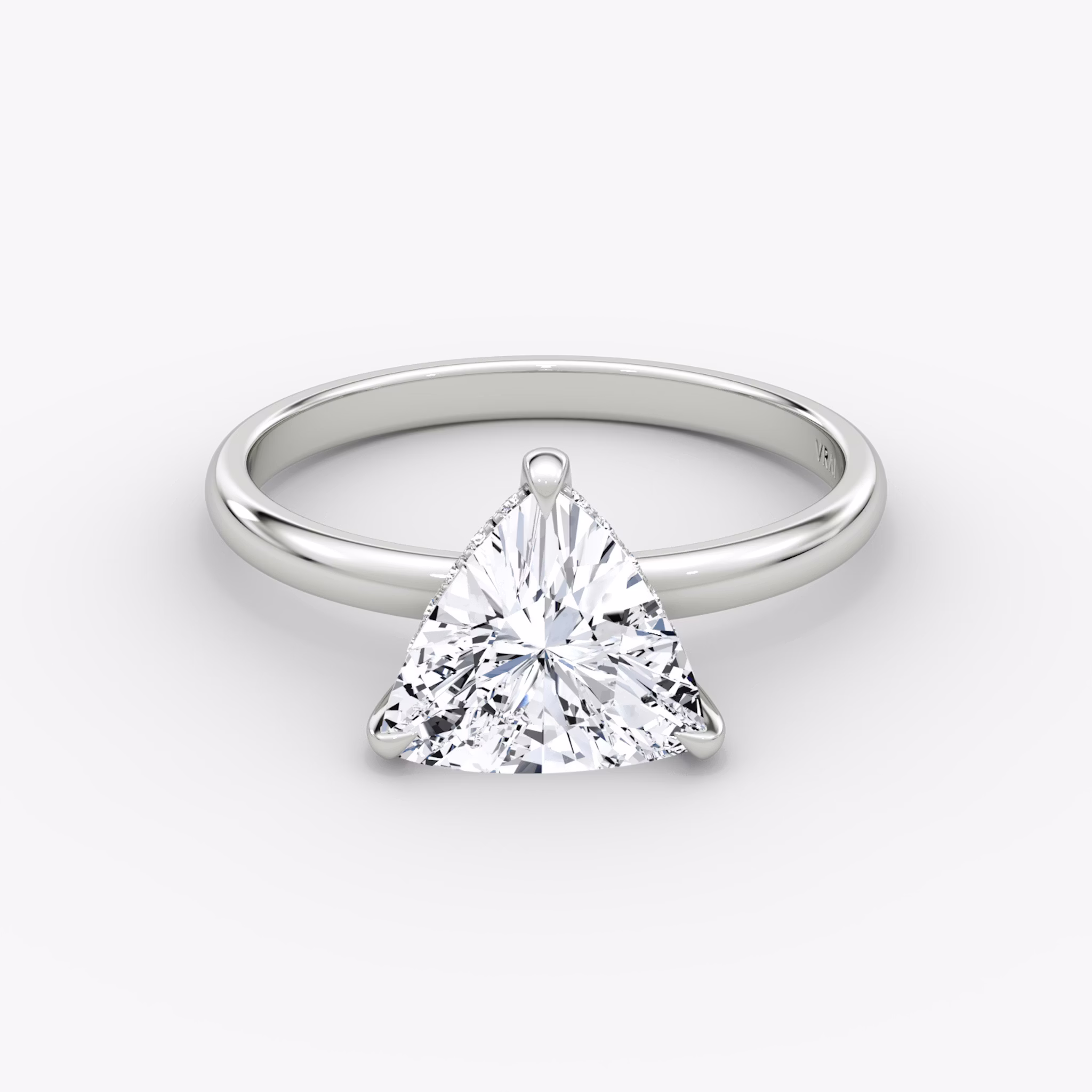 The Classic Hidden Halo | Trillion | 18k | White Gold | bandAccent: Plain | bandWidth: large | prongStyle: Plain | diamondOrientation: vertical | caratWeight: other
