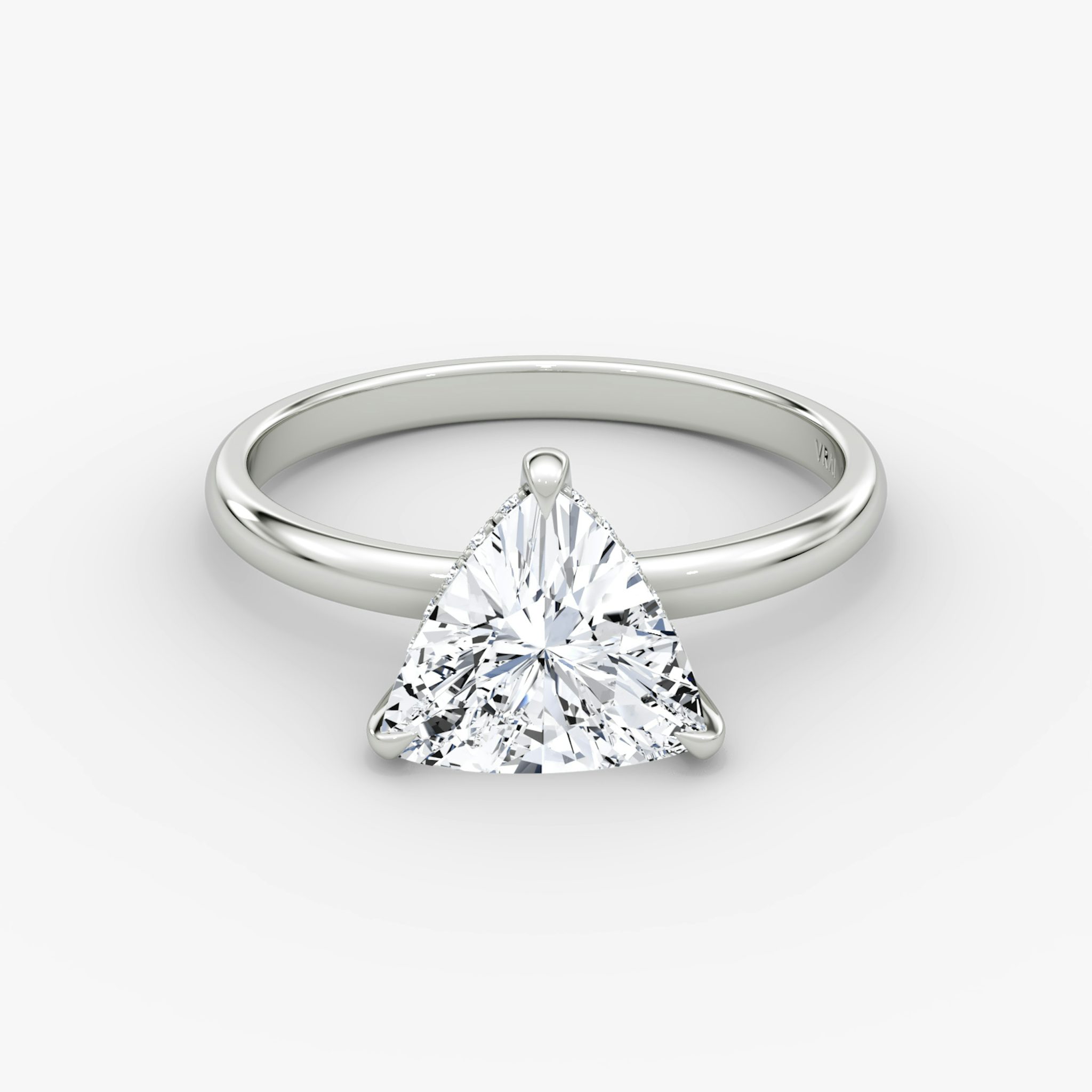 The Classic Hidden Halo | Trillion | 18k | White Gold | bandAccent: Plain | bandWidth: large | prongStyle: Plain | diamondOrientation: vertical | caratWeight: other