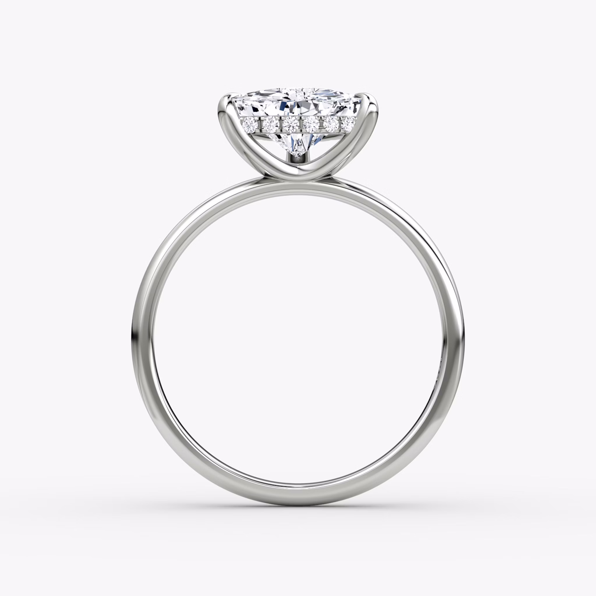 The Classic Hidden Halo | Trillion | 18k | White Gold | bandAccent: Plain | bandWidth: large | prongStyle: Plain | diamondOrientation: vertical | caratWeight: other