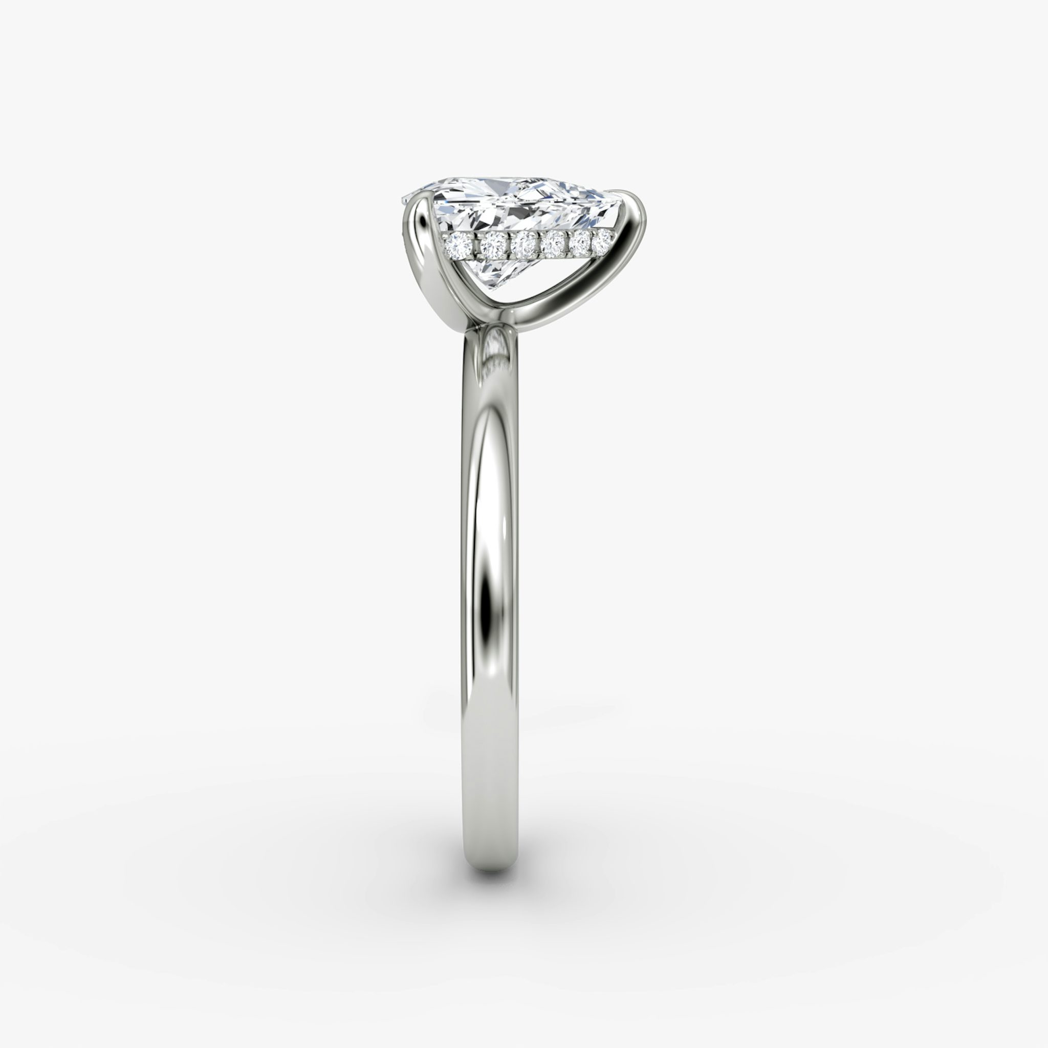 The Classic Hidden Halo | Trillion | 18k | White Gold | bandAccent: Plain | bandWidth: large | prongStyle: Plain | diamondOrientation: vertical | caratWeight: other