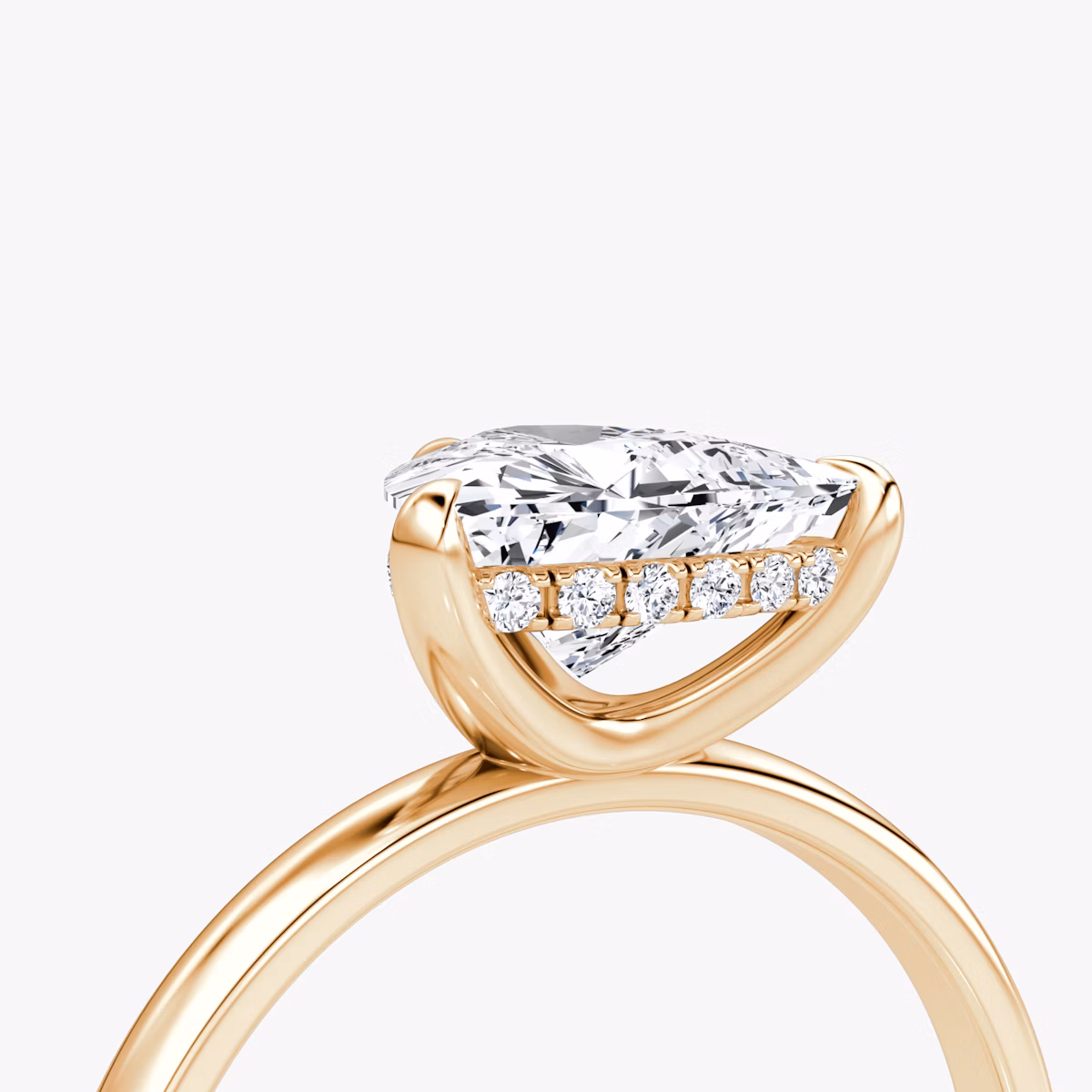 The Classic Hidden Halo | Trillion | 14k | Rose Gold | bandAccent: Plain | bandWidth: large | prongStyle: Plain | diamondOrientation: vertical | caratWeight: other