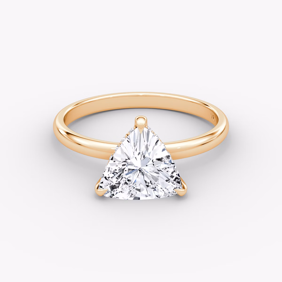The Classic Hidden Halo | Trillion | 14k | Rose Gold | bandAccent: Plain | bandWidth: large | prongStyle: Plain | diamondOrientation: vertical | caratWeight: other