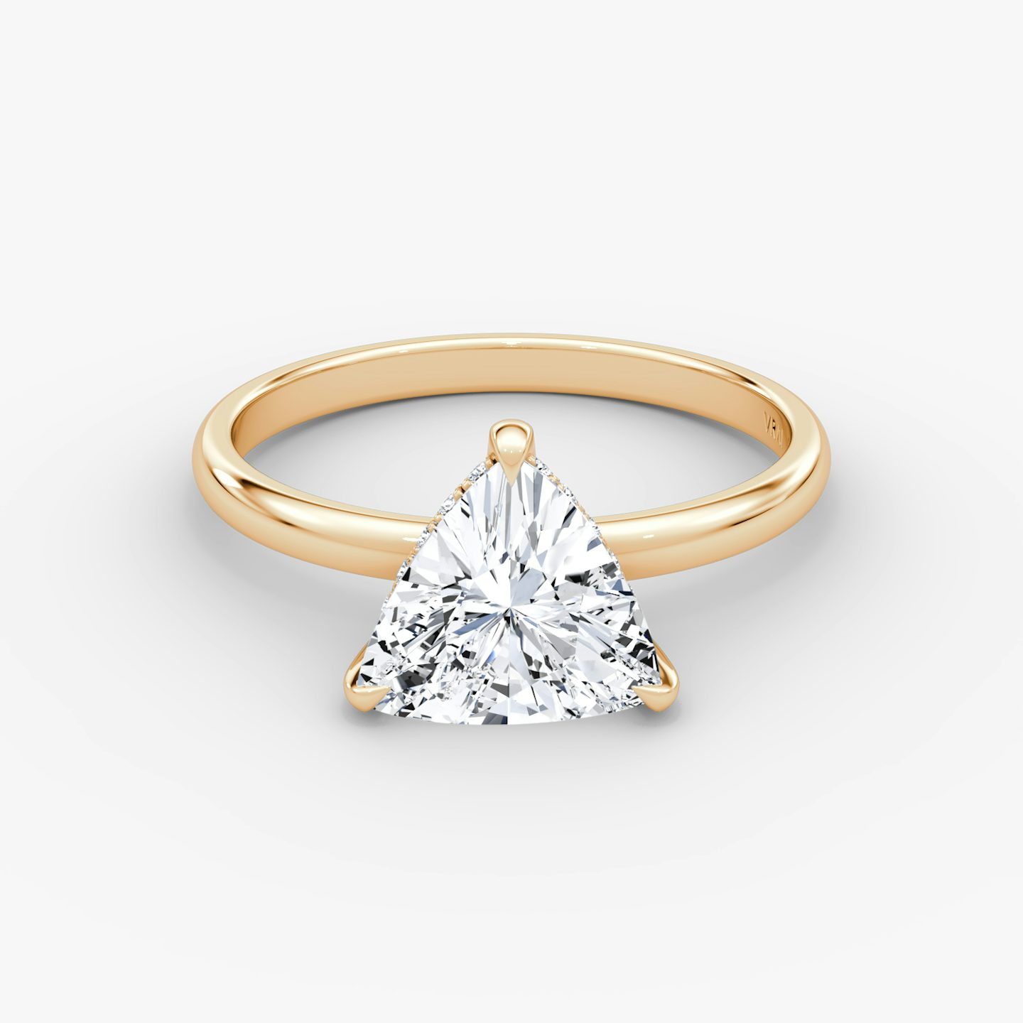 The Classic Hidden Halo | Trillion | 14k | Rose Gold | bandAccent: Plain | bandWidth: large | prongStyle: Plain | diamondOrientation: vertical | caratWeight: other