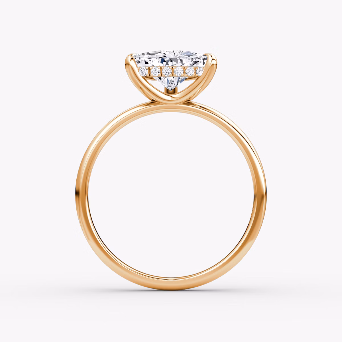 The Classic Hidden Halo | Trillion | 14k | Rose Gold | bandAccent: Plain | bandWidth: large | prongStyle: Plain | diamondOrientation: vertical | caratWeight: other