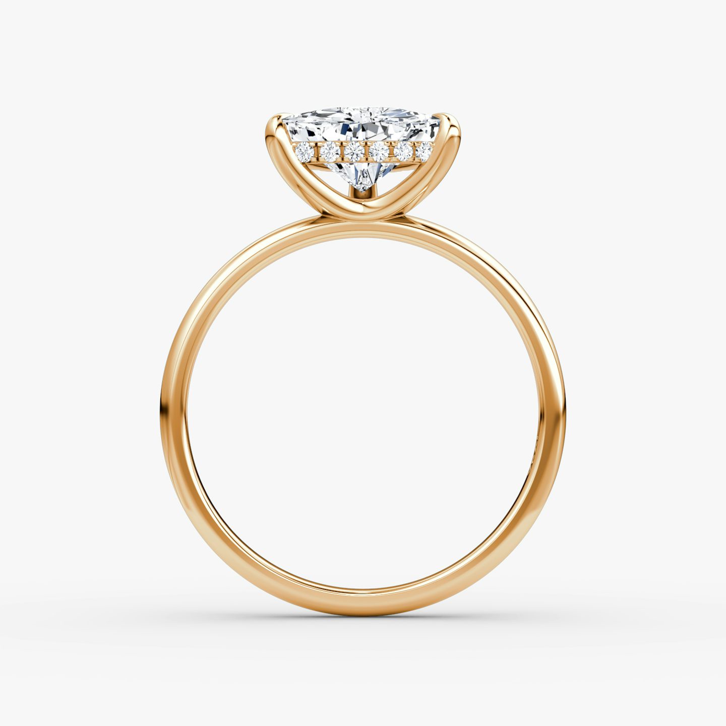 The Classic Hidden Halo | Trillion | 14k | Rose Gold | bandAccent: Plain | bandWidth: large | prongStyle: Plain | diamondOrientation: vertical | caratWeight: other