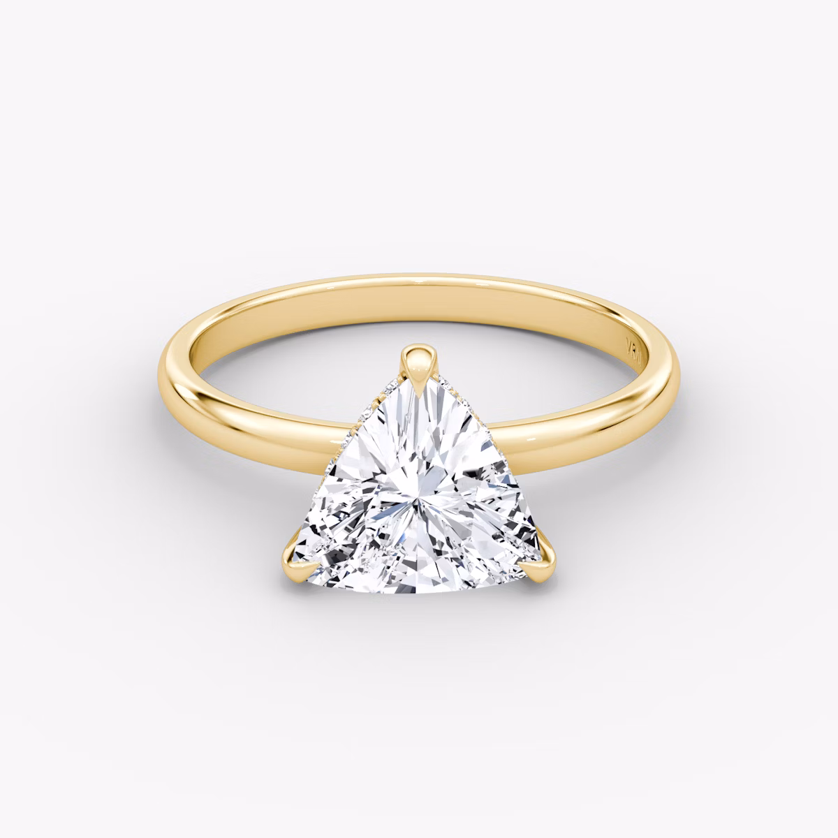 The Classic Hidden Halo | Trillion | 18k | Yellow Gold | bandAccent: Plain | bandWidth: large | prongStyle: Plain | diamondOrientation: vertical | caratWeight: other