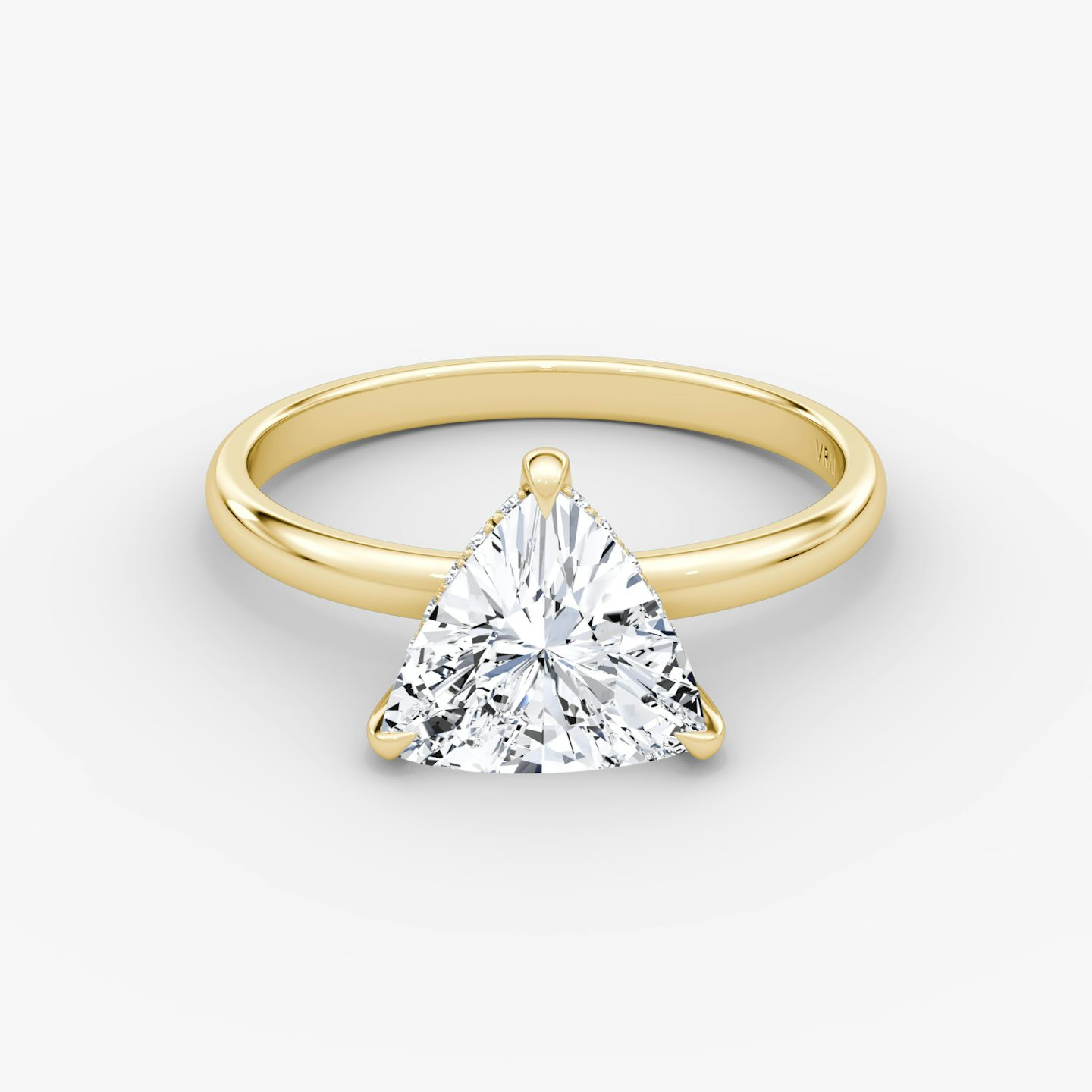 The Classic Hidden Halo | Trillion | 18k | Yellow Gold | bandAccent: Plain | bandWidth: large | prongStyle: Plain | diamondOrientation: vertical | caratWeight: other